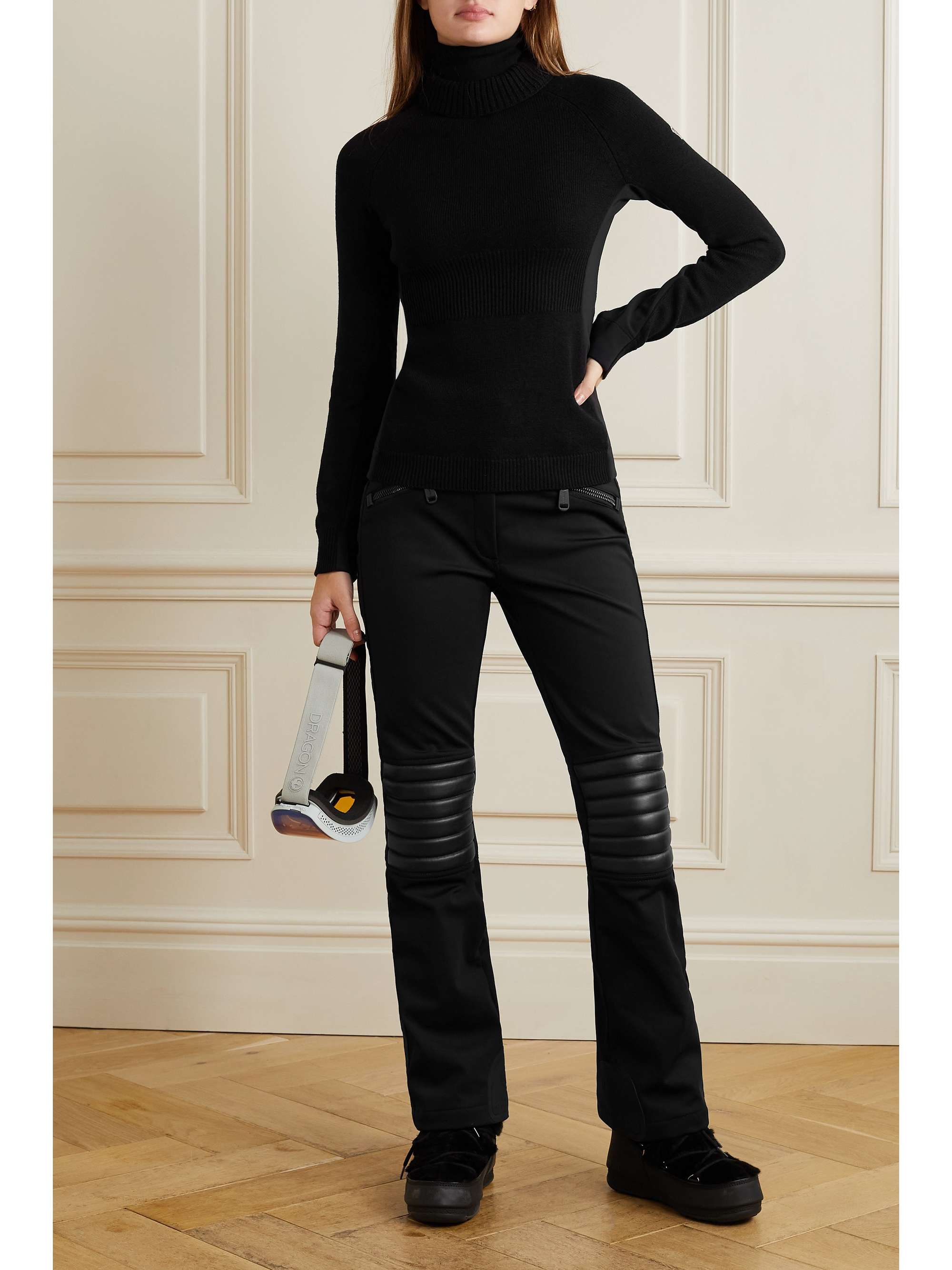 MONCLER GRENOBLE Shell-trimmed wool-blend turtleneck sweater