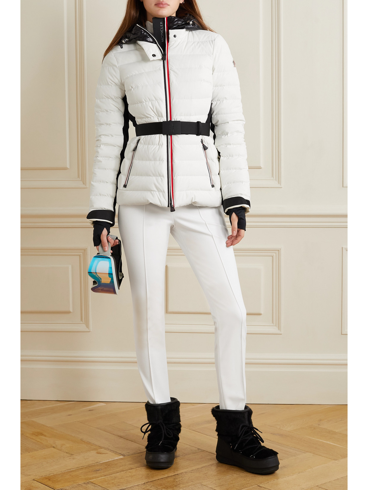 Shop Moncler Sportivo Stirrup Ski Pants In White