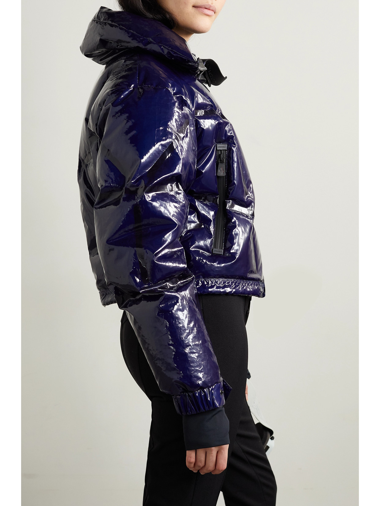 Shop Moncler Siguret Cropped Hooded Quilted Down Ski Jacket In Blue