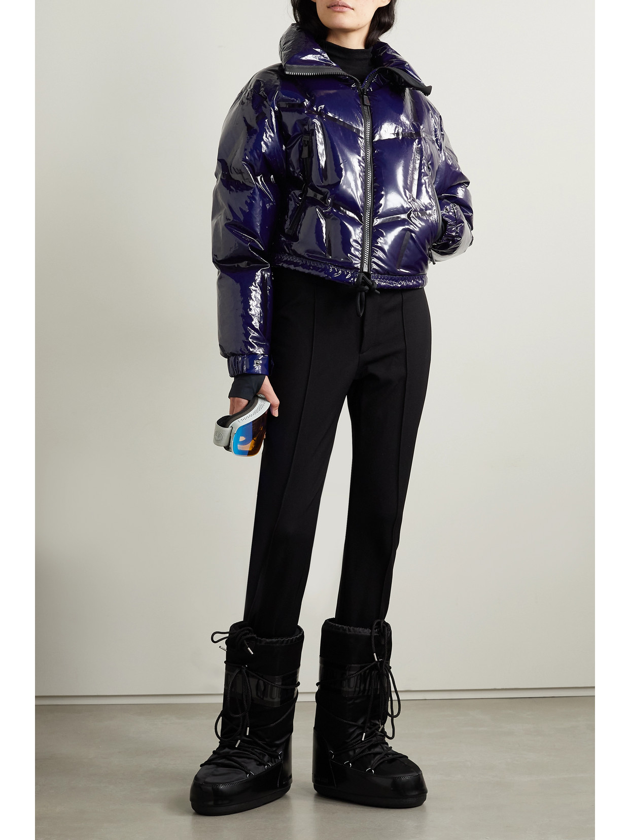 Moncler Siguret Cropped Hooded Quilted Down Ski Jacket In Blue