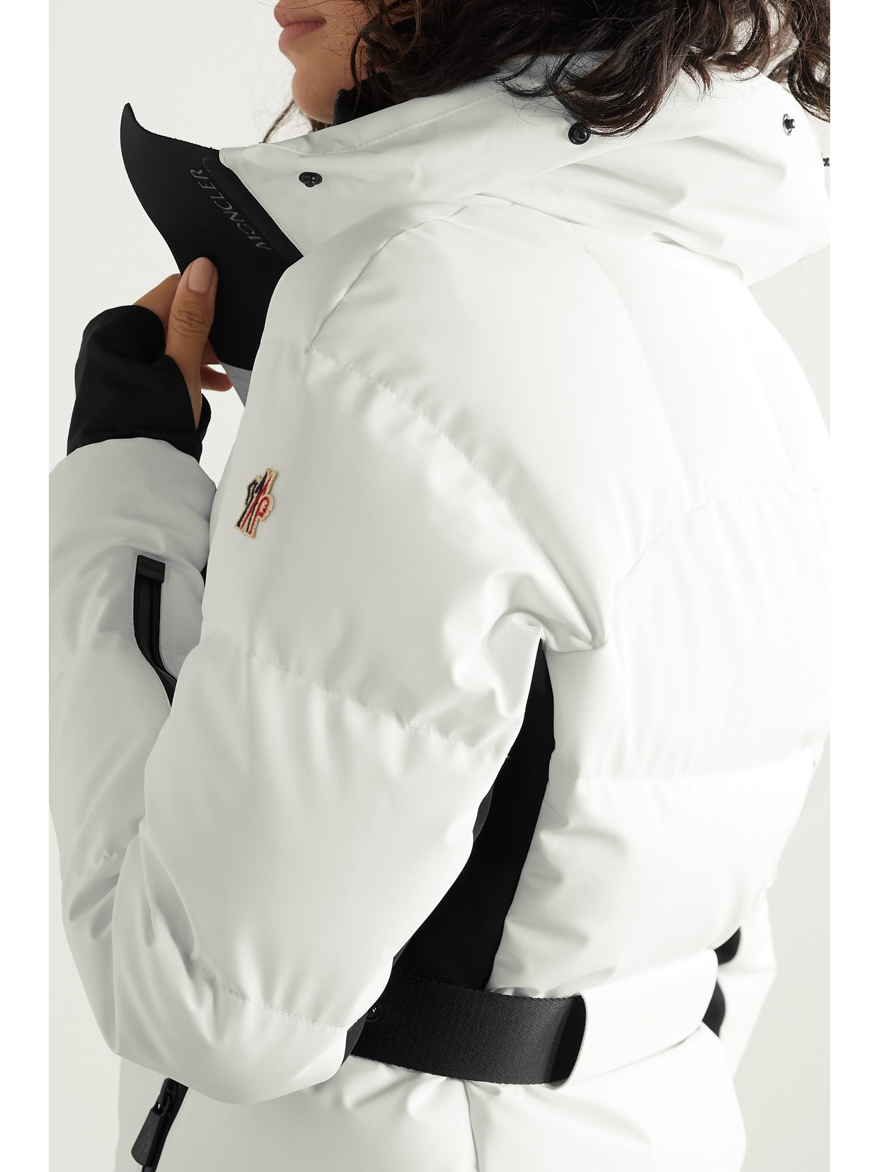 Shop Moncler Guyane Hooded Jersey-trimmed Quilted Shell Down Jacket In White