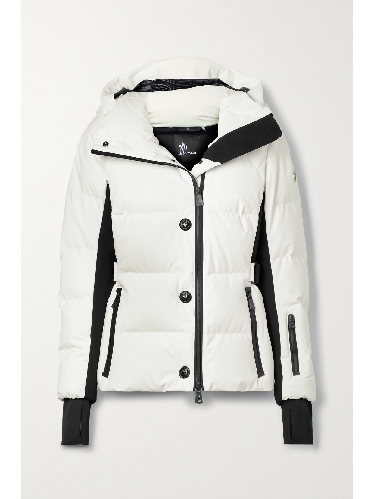 MONCLER GUYANE HOODED JERSEY-TRIMMED QUILTED SHELL DOWN JACKET