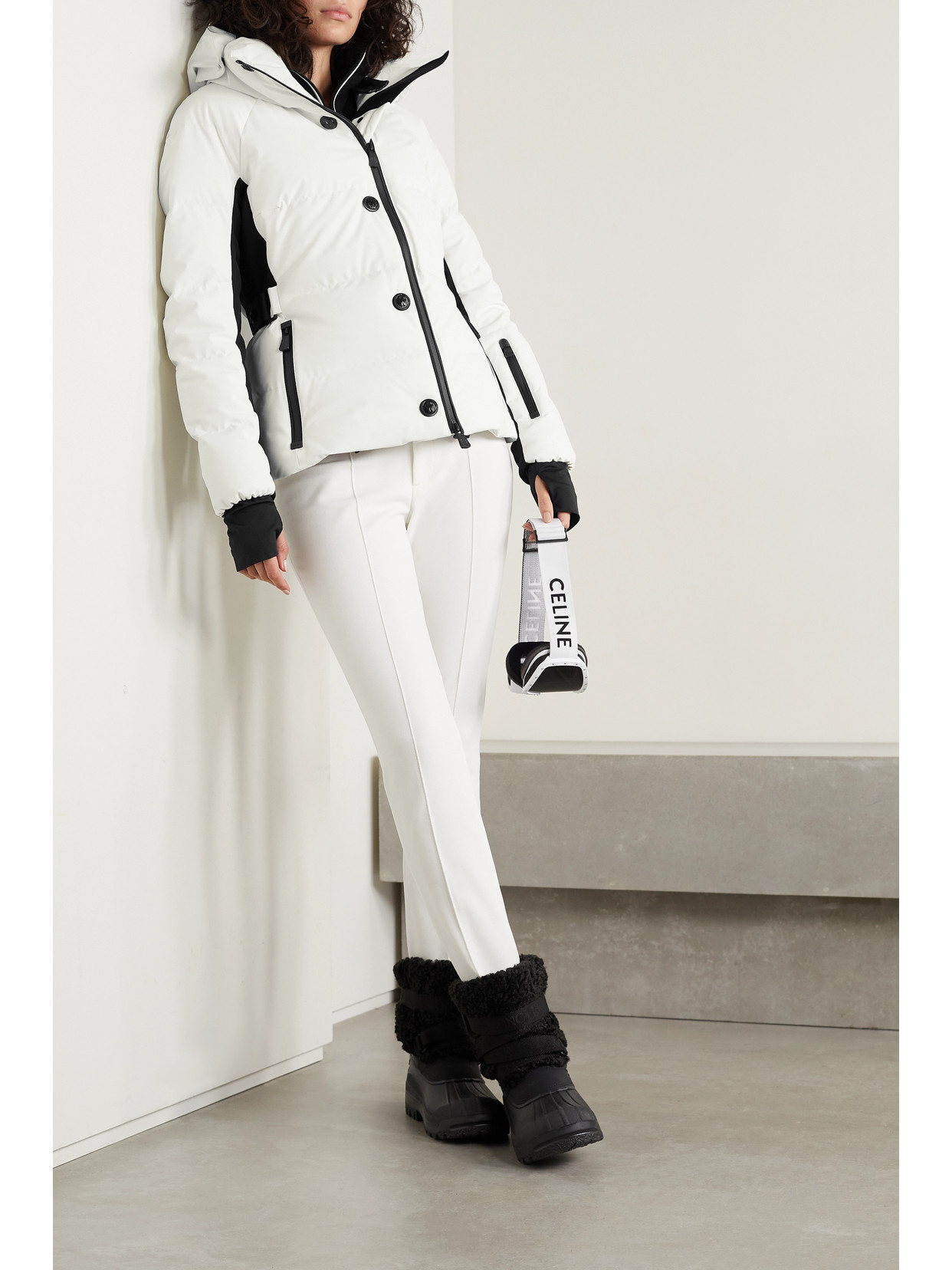 MONCLER GUYANE HOODED JERSEY-TRIMMED QUILTED SHELL DOWN JACKET