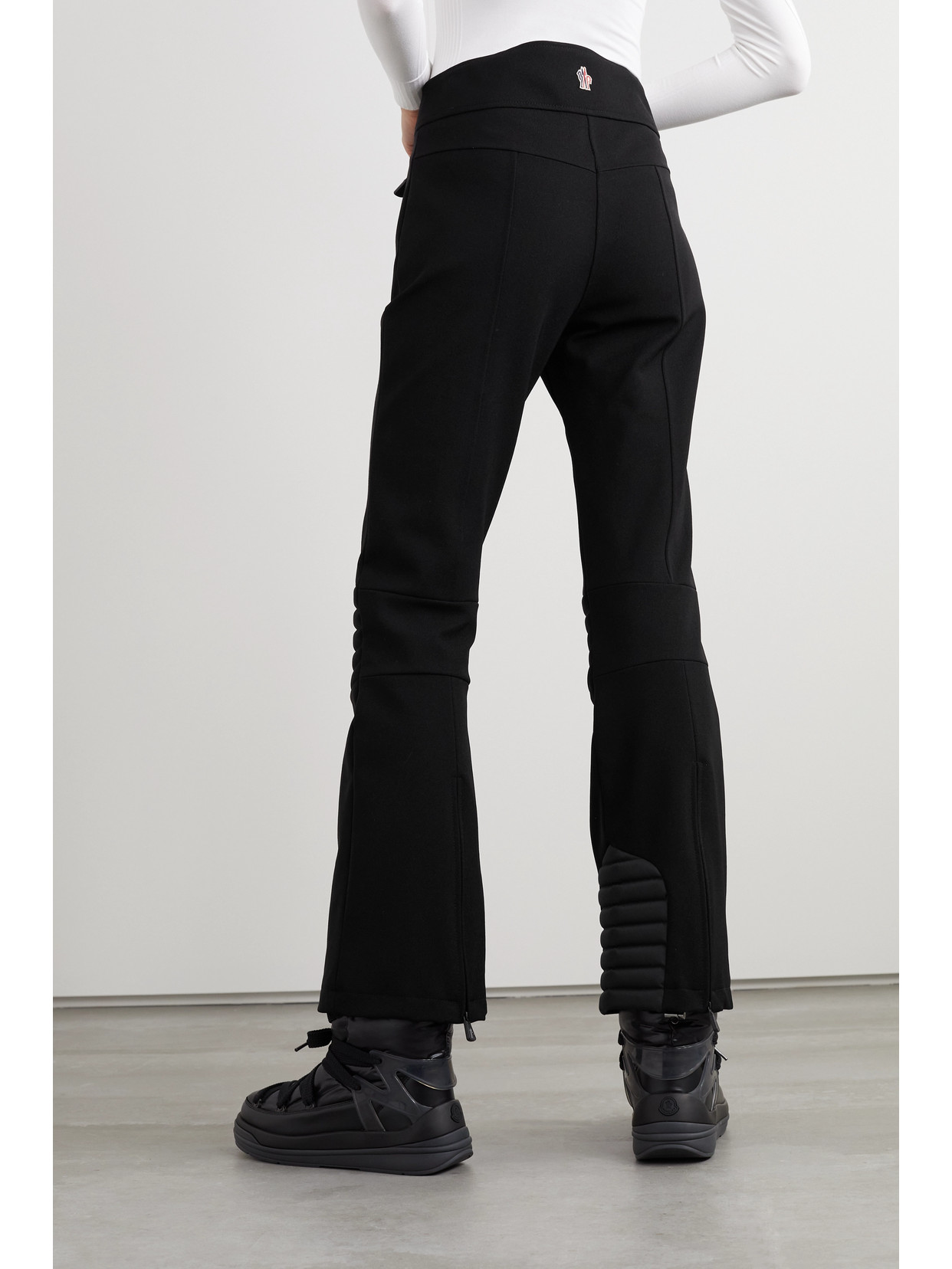 Shop Moncler Sportivo Quilted Stretch-twill Flared Ski Pants In Black