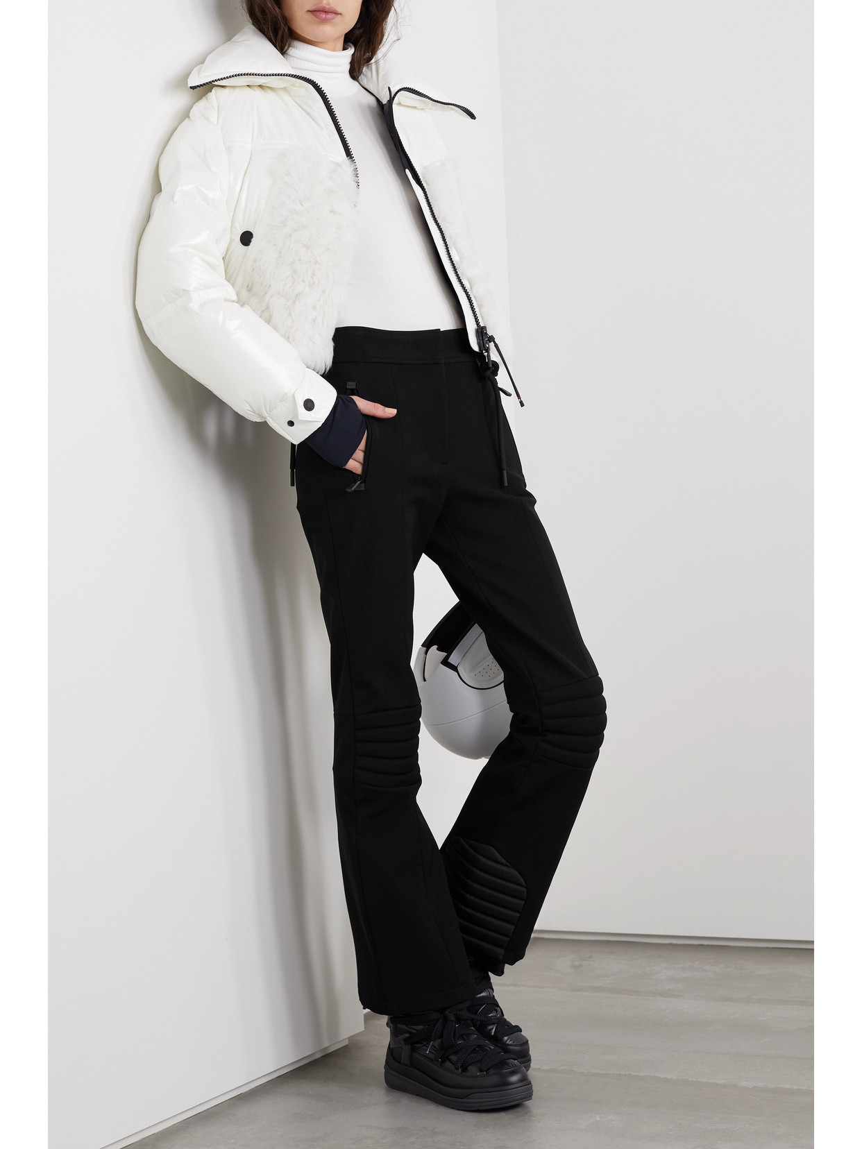 MONCLER SPORTIVO QUILTED STRETCH-TWILL FLARED SKI PANTS 