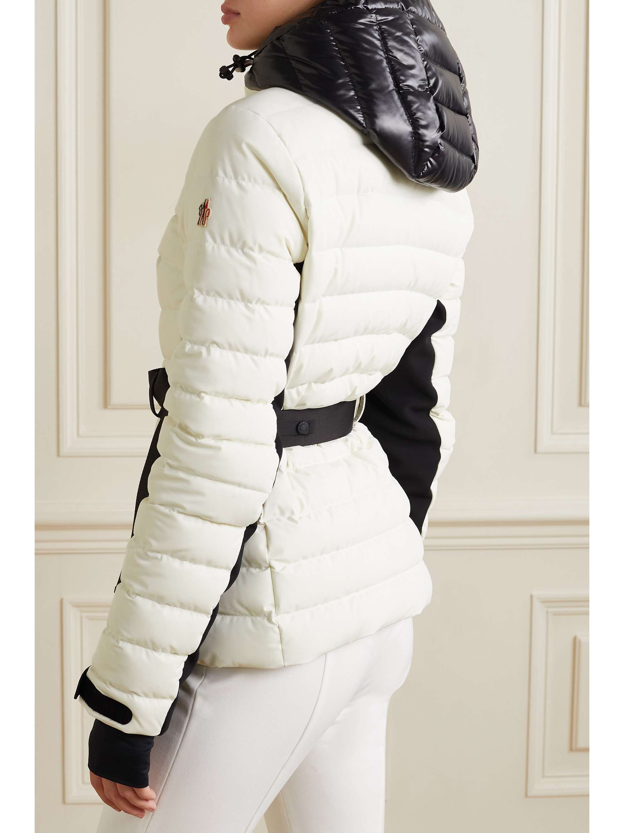 moncler belted quilted shell down jacket