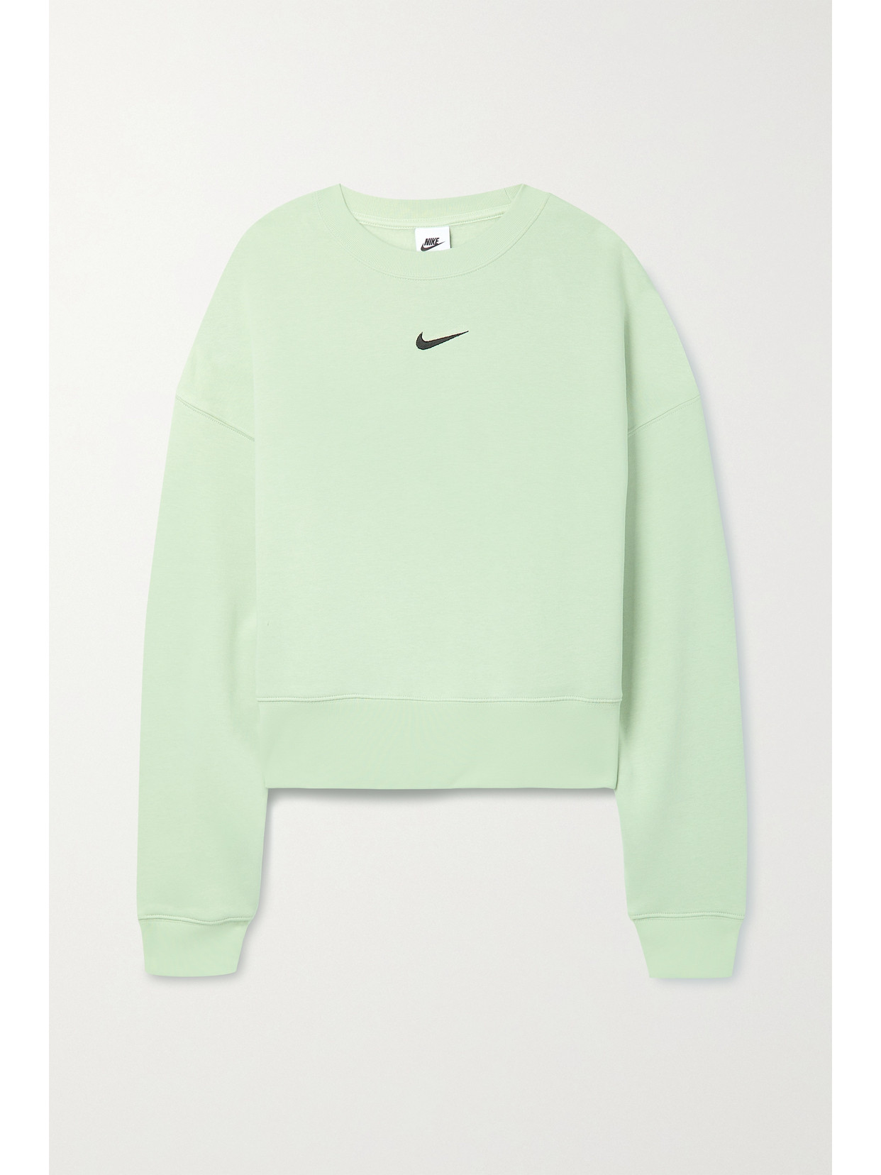 NIKE SPORTSWEAR ESSENTIALS OVERSIZED CROPPED COTTON-BLEND JERSEY SWEATSHIRT