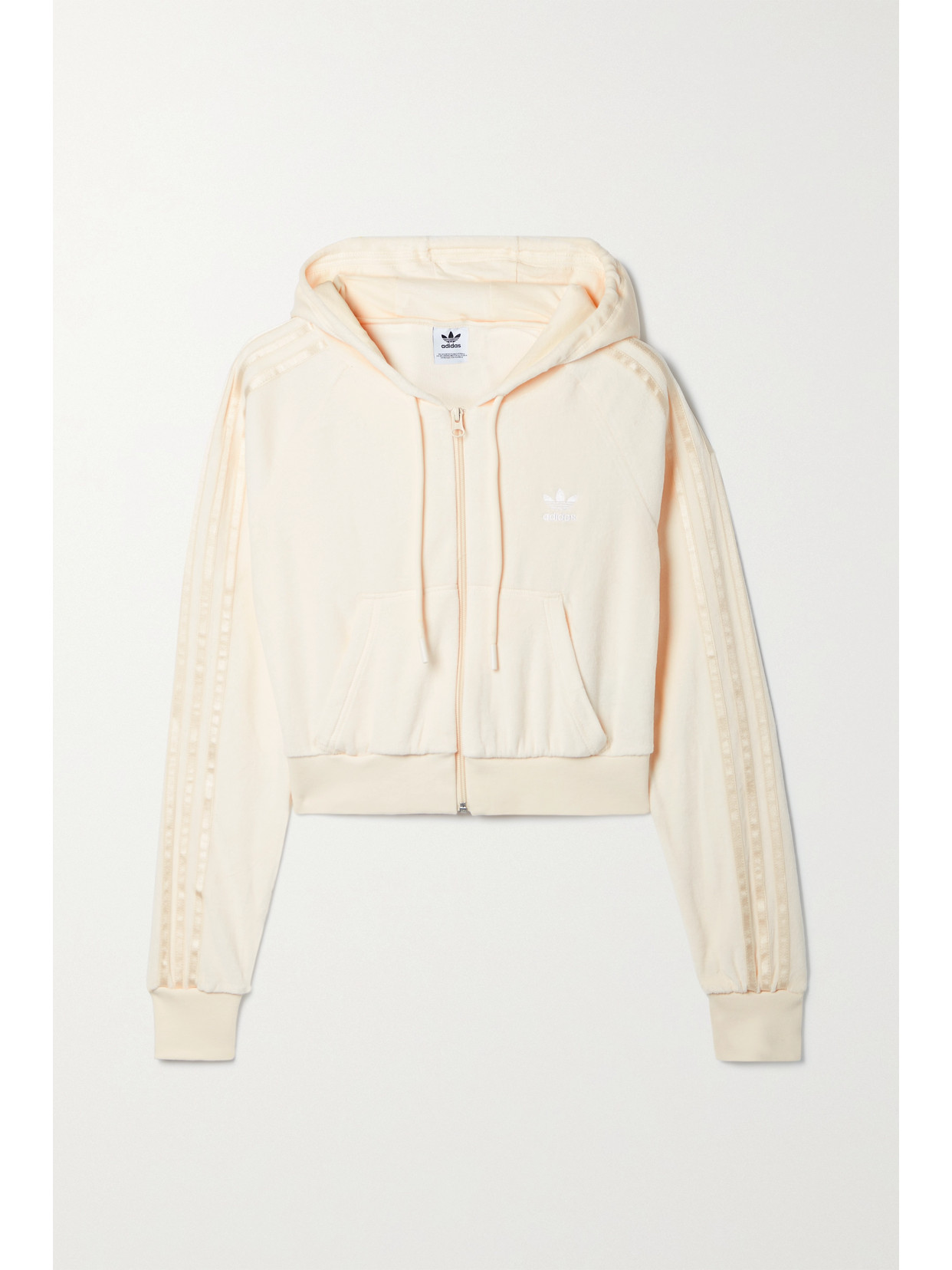 ADIDAS ORIGINALS CROPPED COTTON-BLEND VELOUR HOODIE