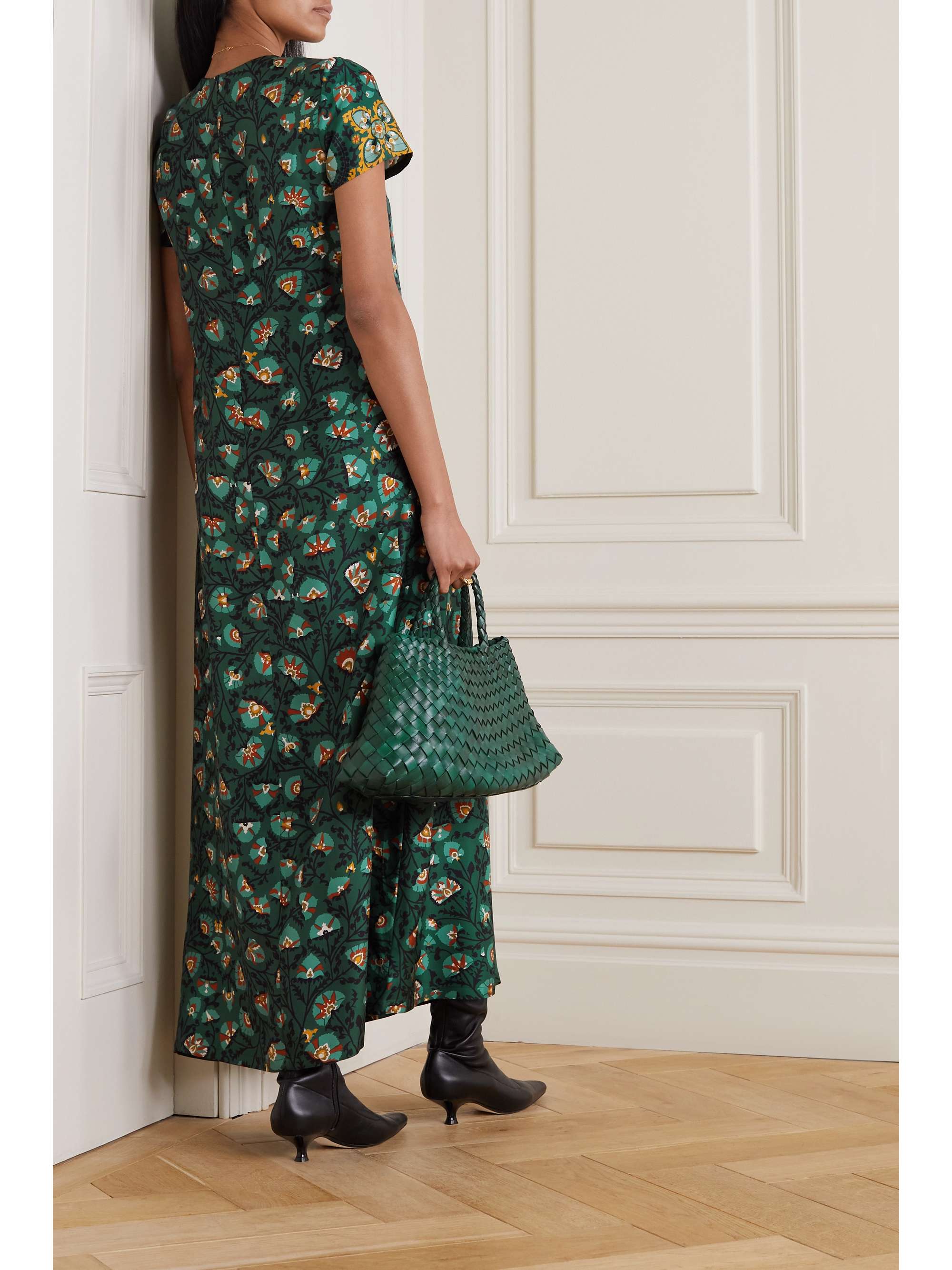 LA DOUBLEJ Floral-print silk-twill maxi dress