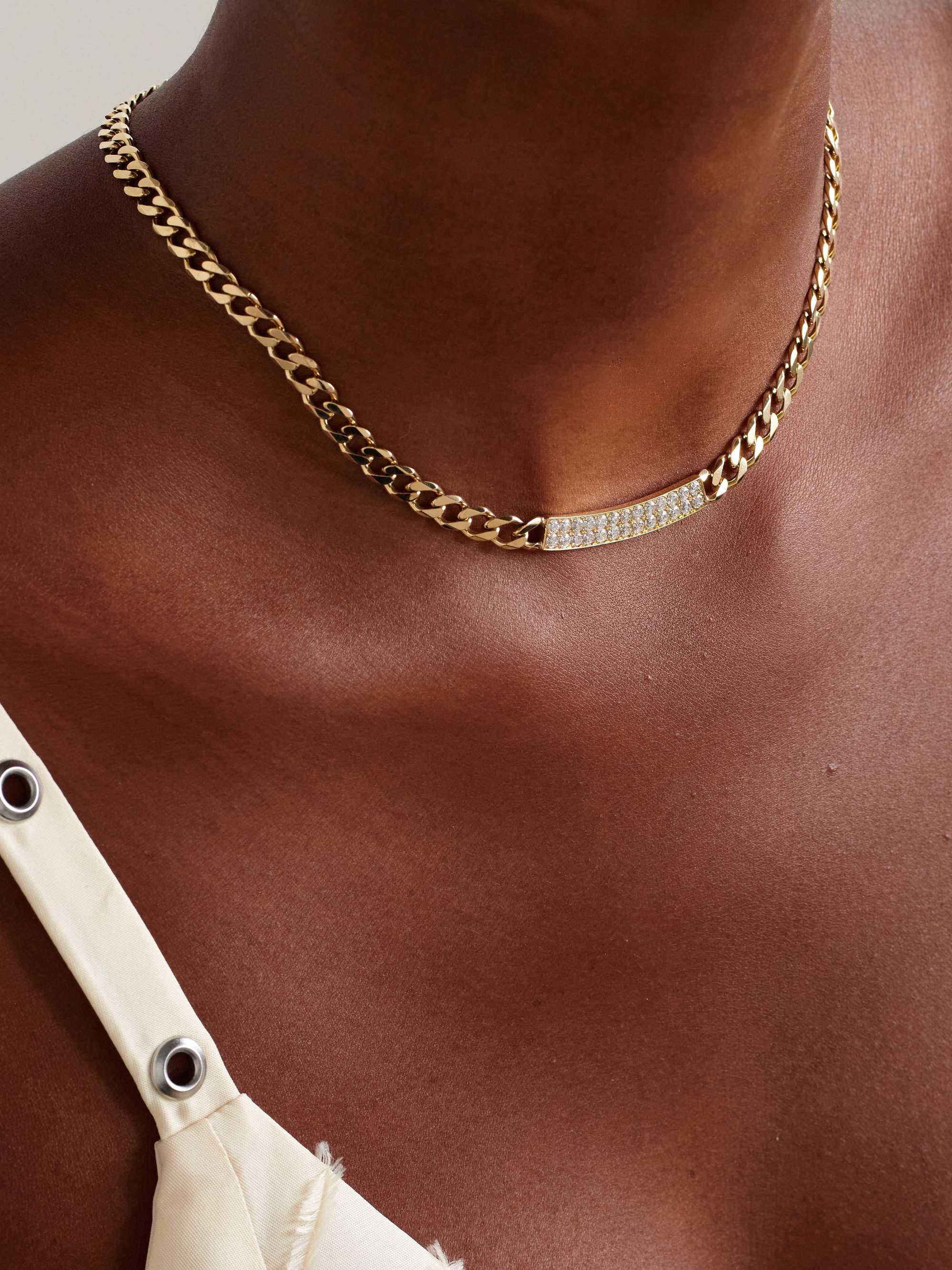 SYDNEY EVAN ID Bar 14 karat gold diamond necklace NET A PORTER