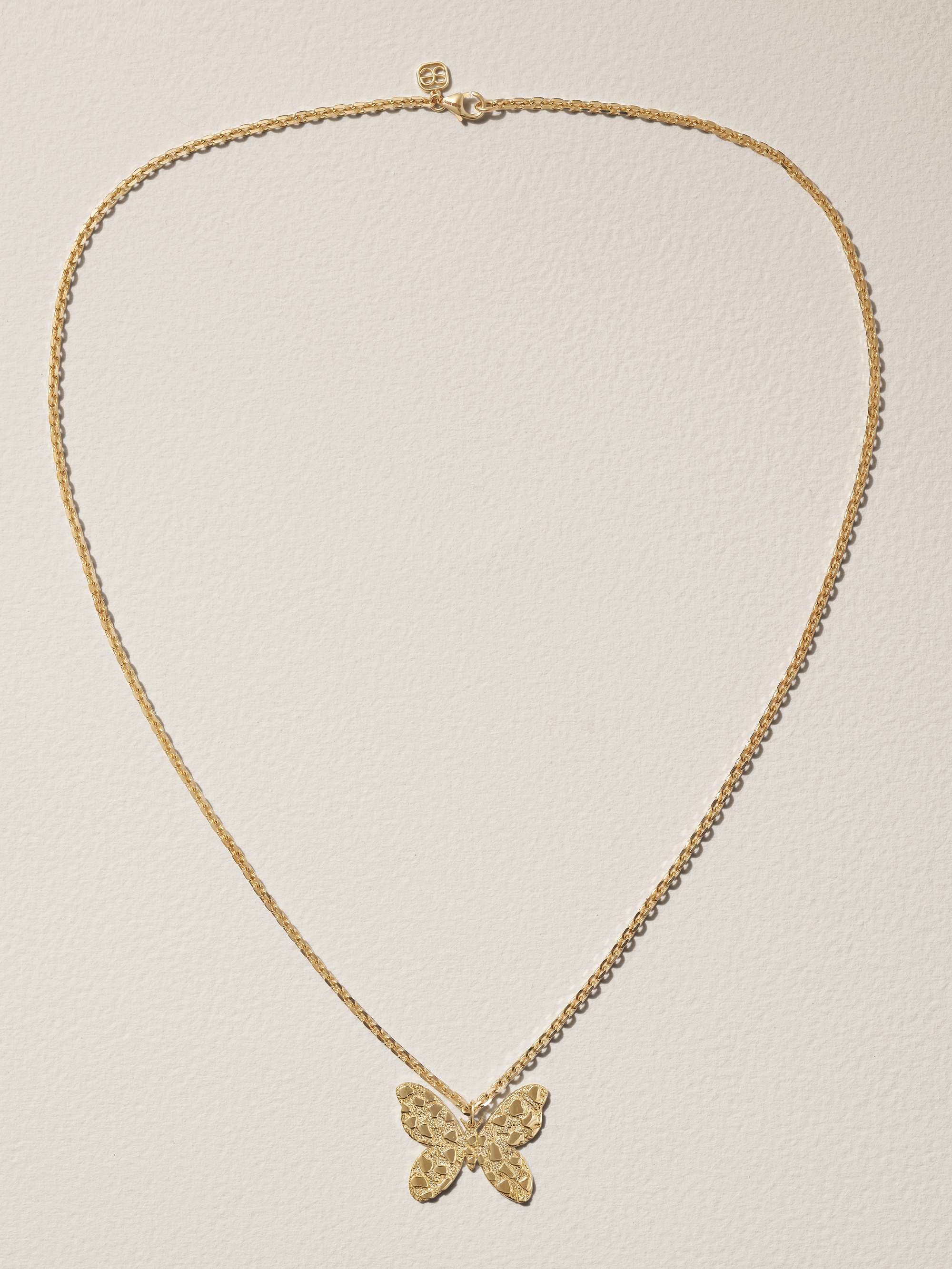 SYDNEY EVAN Large Butterfly 14-karat gold necklace
