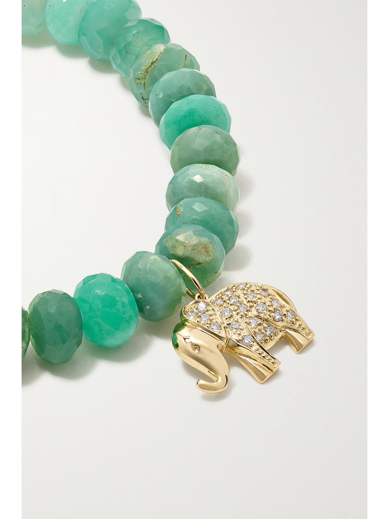 Sydney Evan Elephant 14-karat Gold, Chrysoprase And Diamond Bracelet In Gold