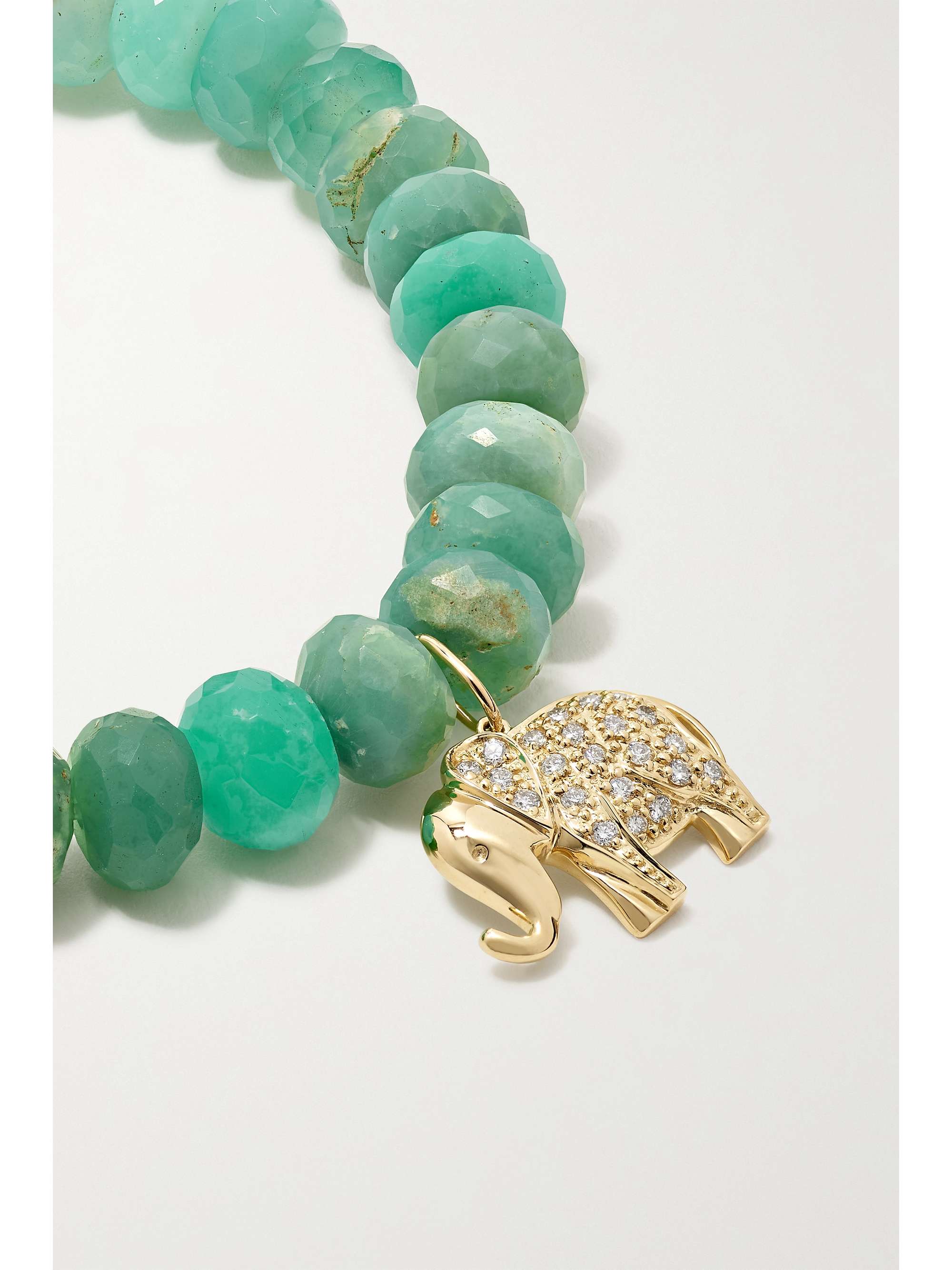 SYDNEY EVAN Lucky Cat 14-karat gold, coral and diamond bracelet