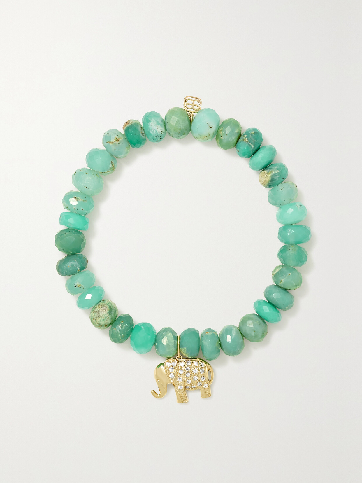 Sydney Evan Elephant 14-karat Gold, Chrysoprase And Diamond Bracelet