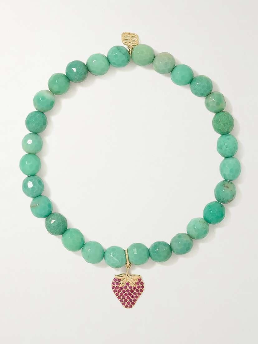 Sydney Evan Strawberry 14-karat Gold Multi-stone Bracelet