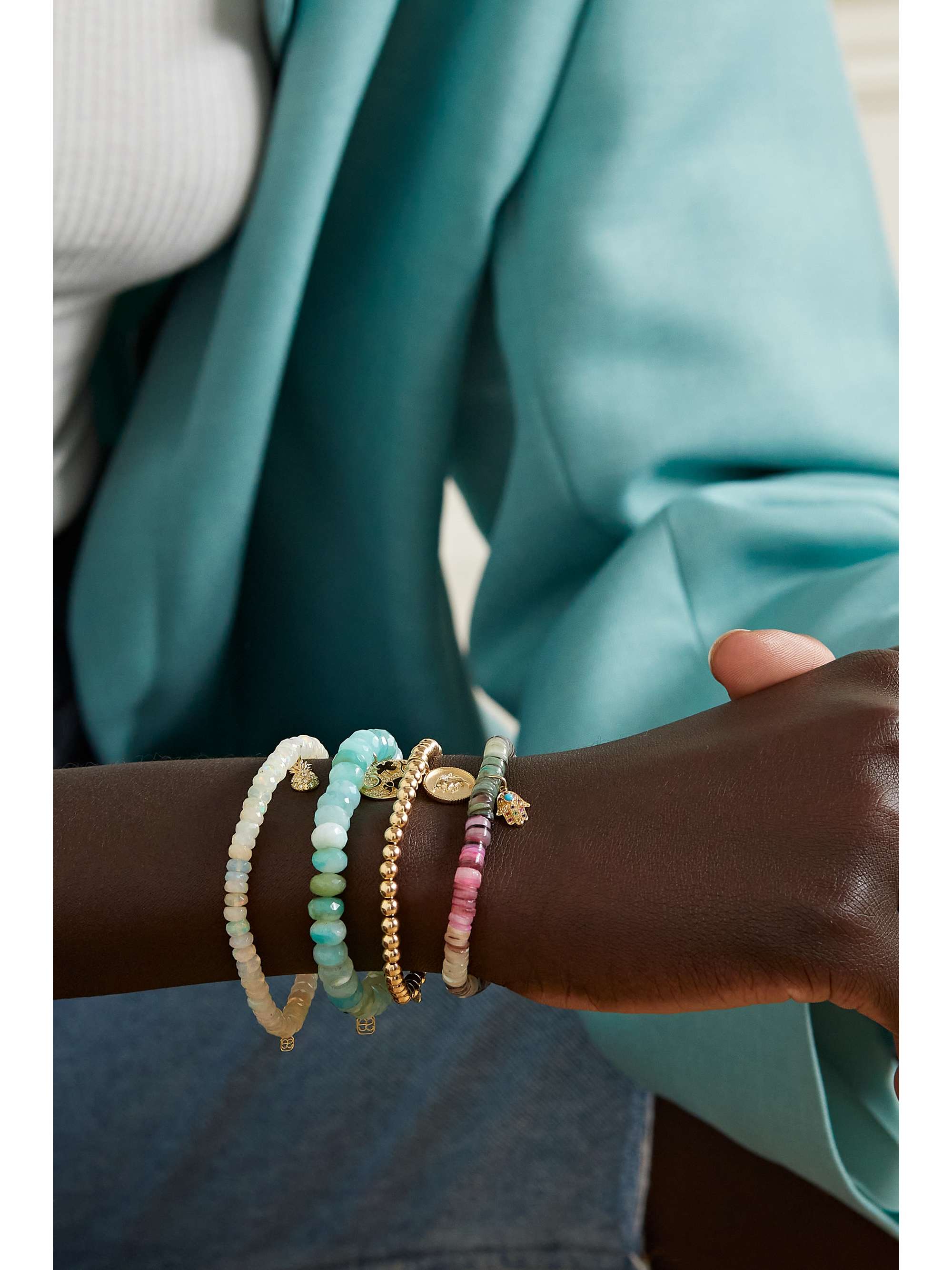 SYDNEY EVAN Lucky Wish Armband mit Opalen, Rubin und Details aus 14 Karat Gold
