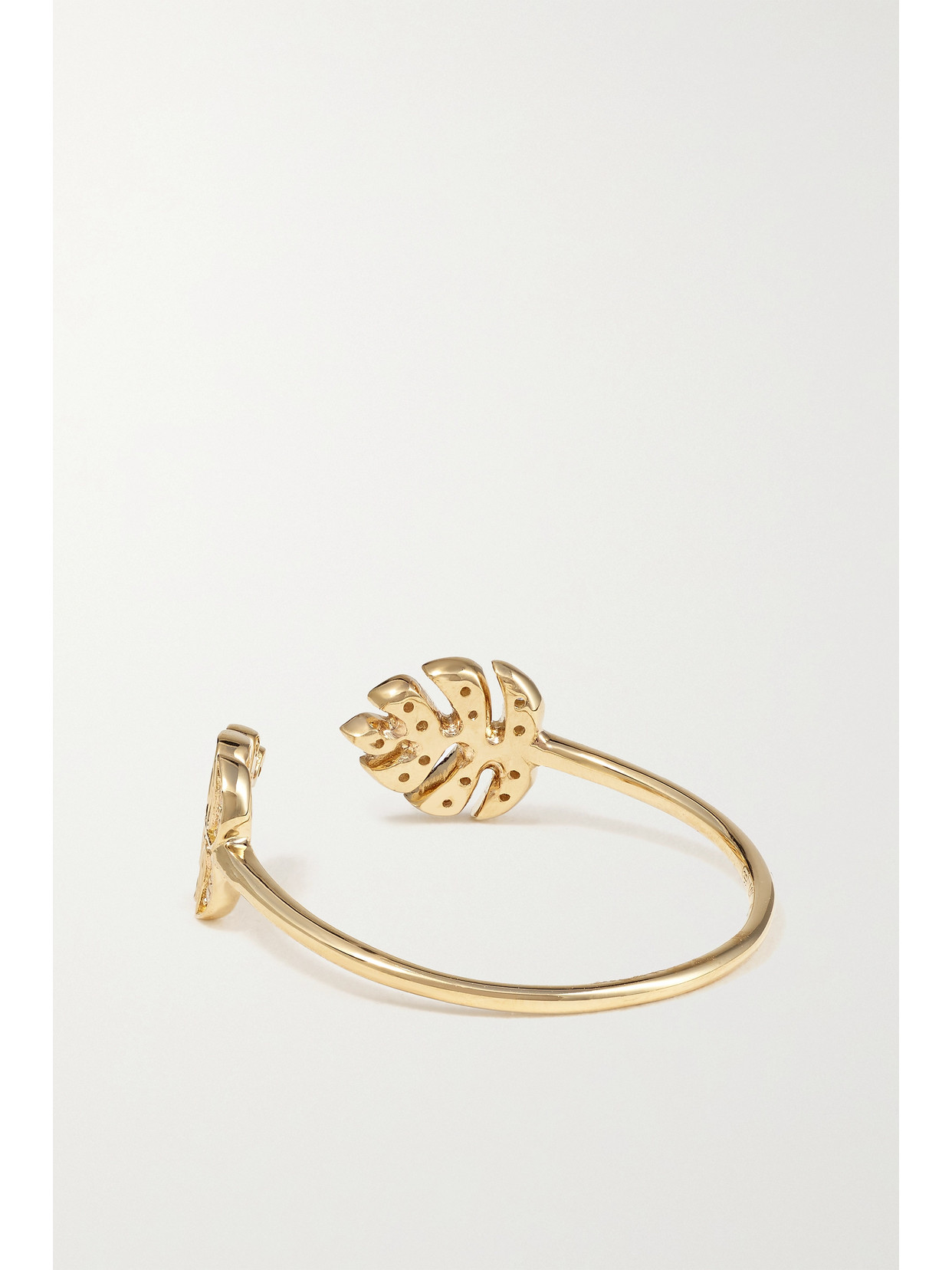 Sydney Evan Tiny Monstera Leaf 14-karat Gold Diamond Ring In Gold