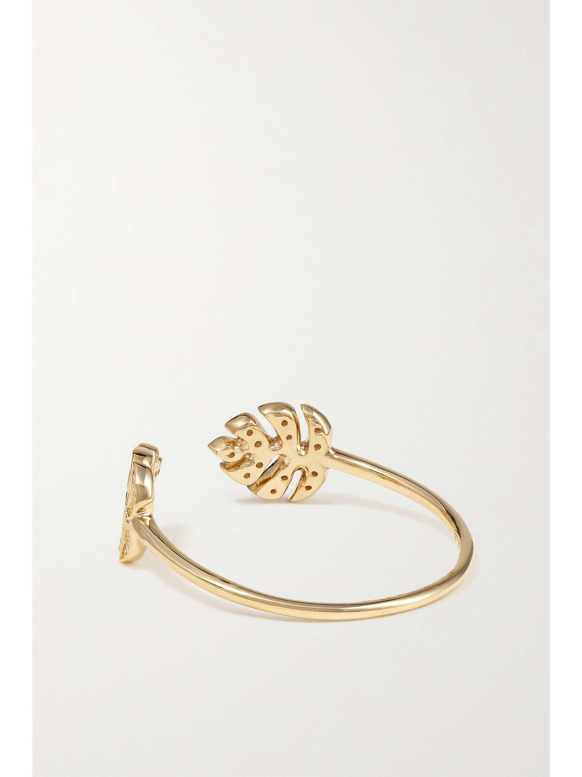 SYDNEY EVAN Tiny Monstera Leaf 14-karat gold diamond ring