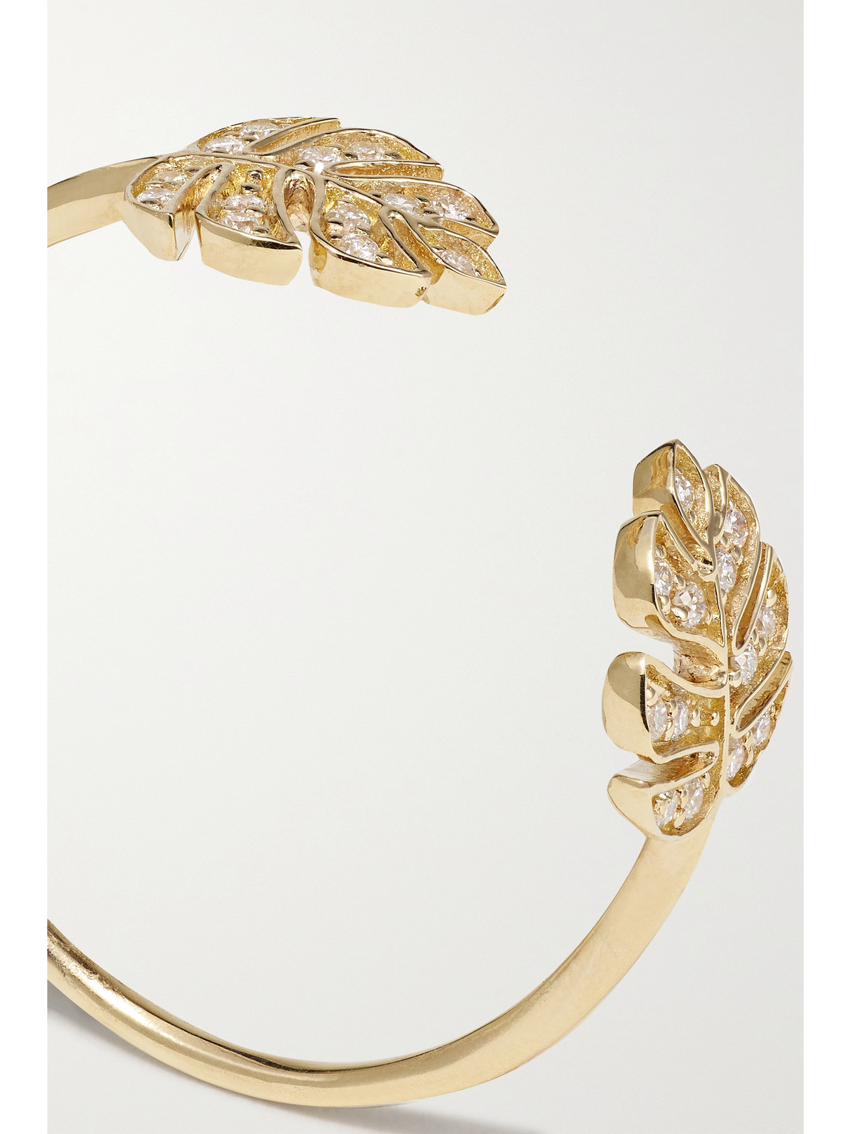 Sydney Evan Tiny Monstera Leaf 14-karat Gold Diamond Ring In Gold