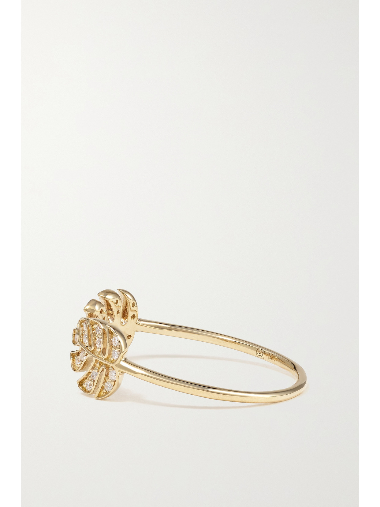 Sydney Evan Tiny Monstera Leaf 14-karat Gold Diamond Ring In Gold