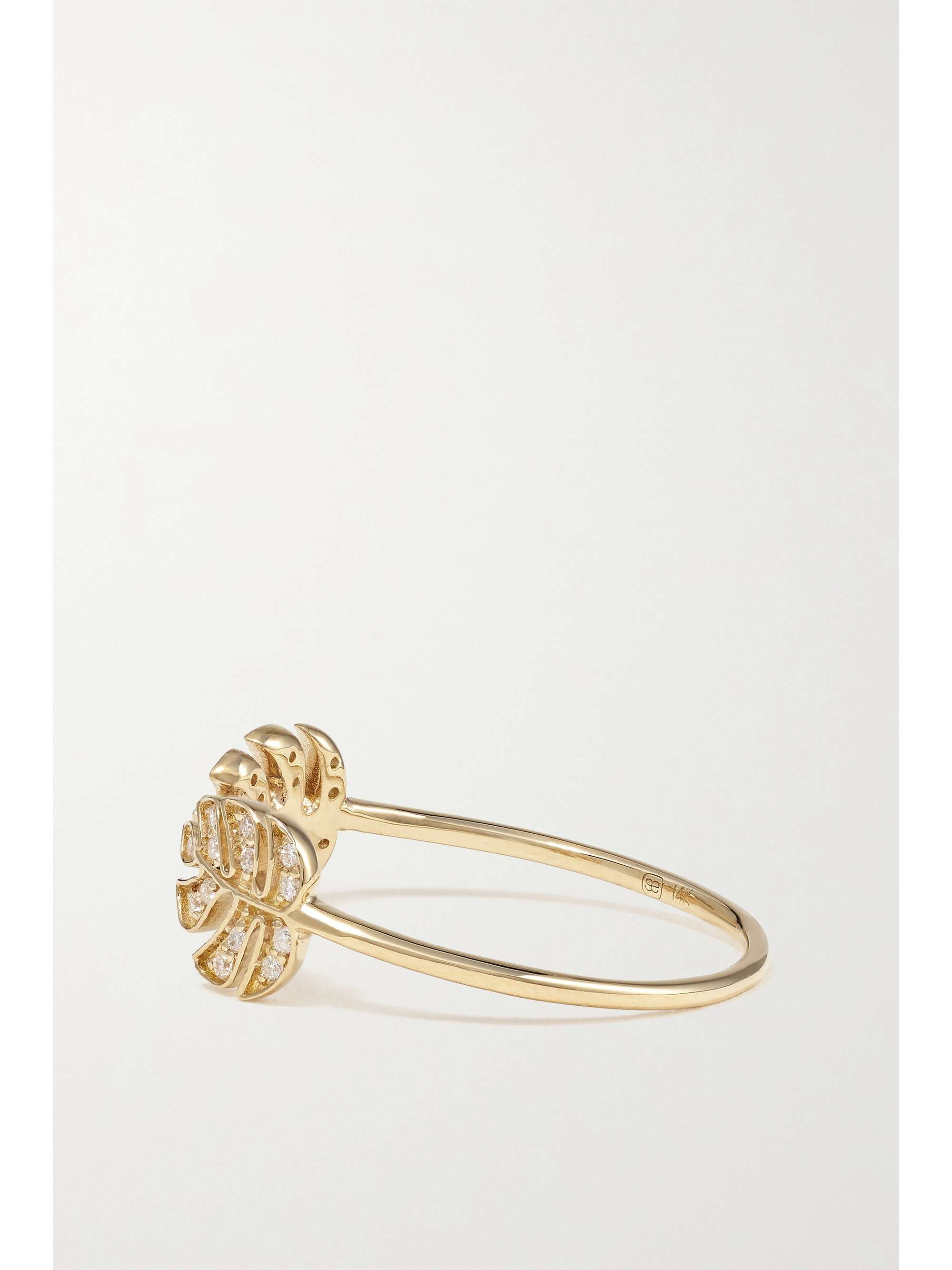 SYDNEY EVAN Tiny Monstera Leaf 14-karat gold diamond ring