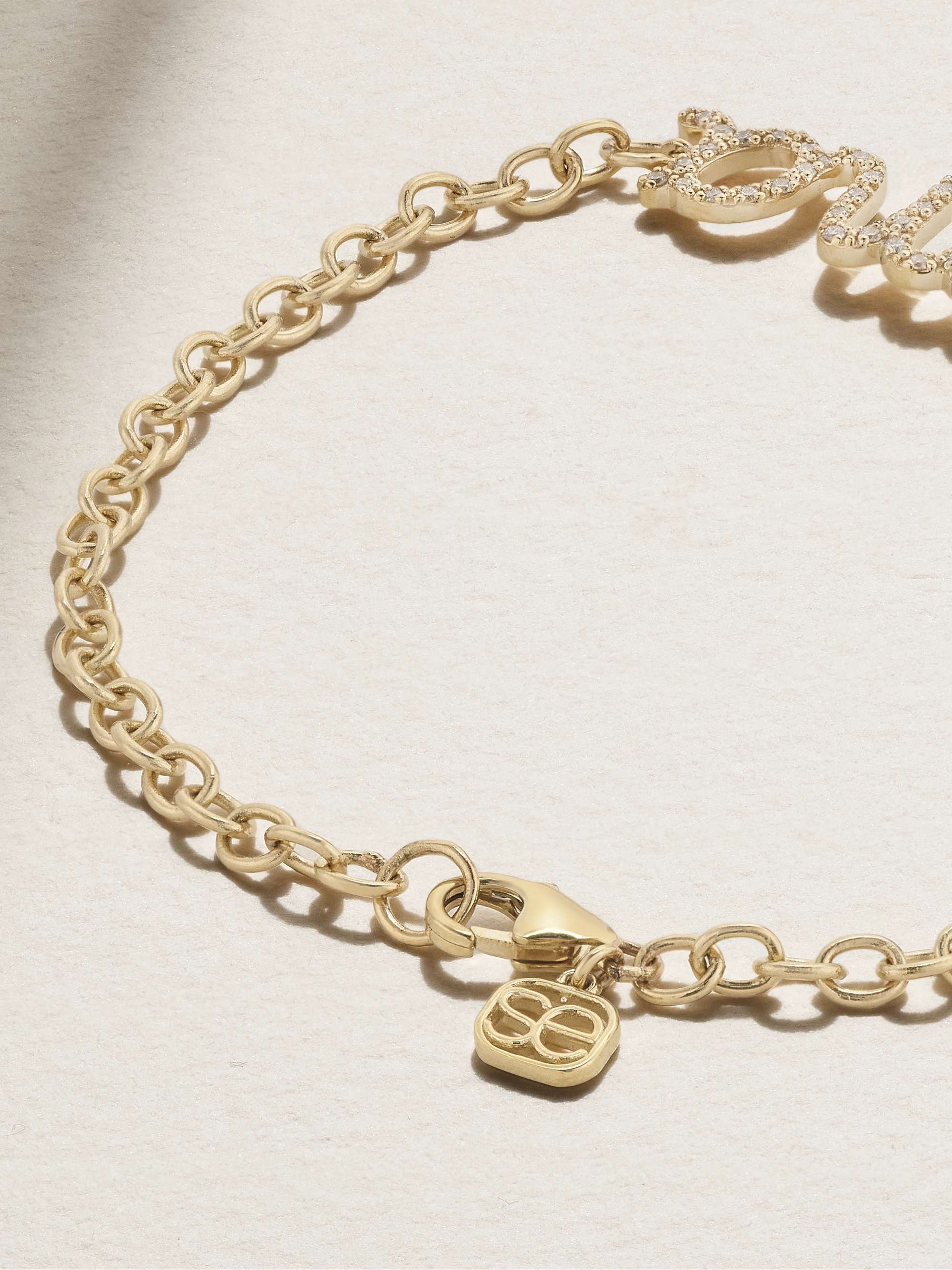 SYDNEY EVAN Large Mama Script 18-karat gold diamond bracelet