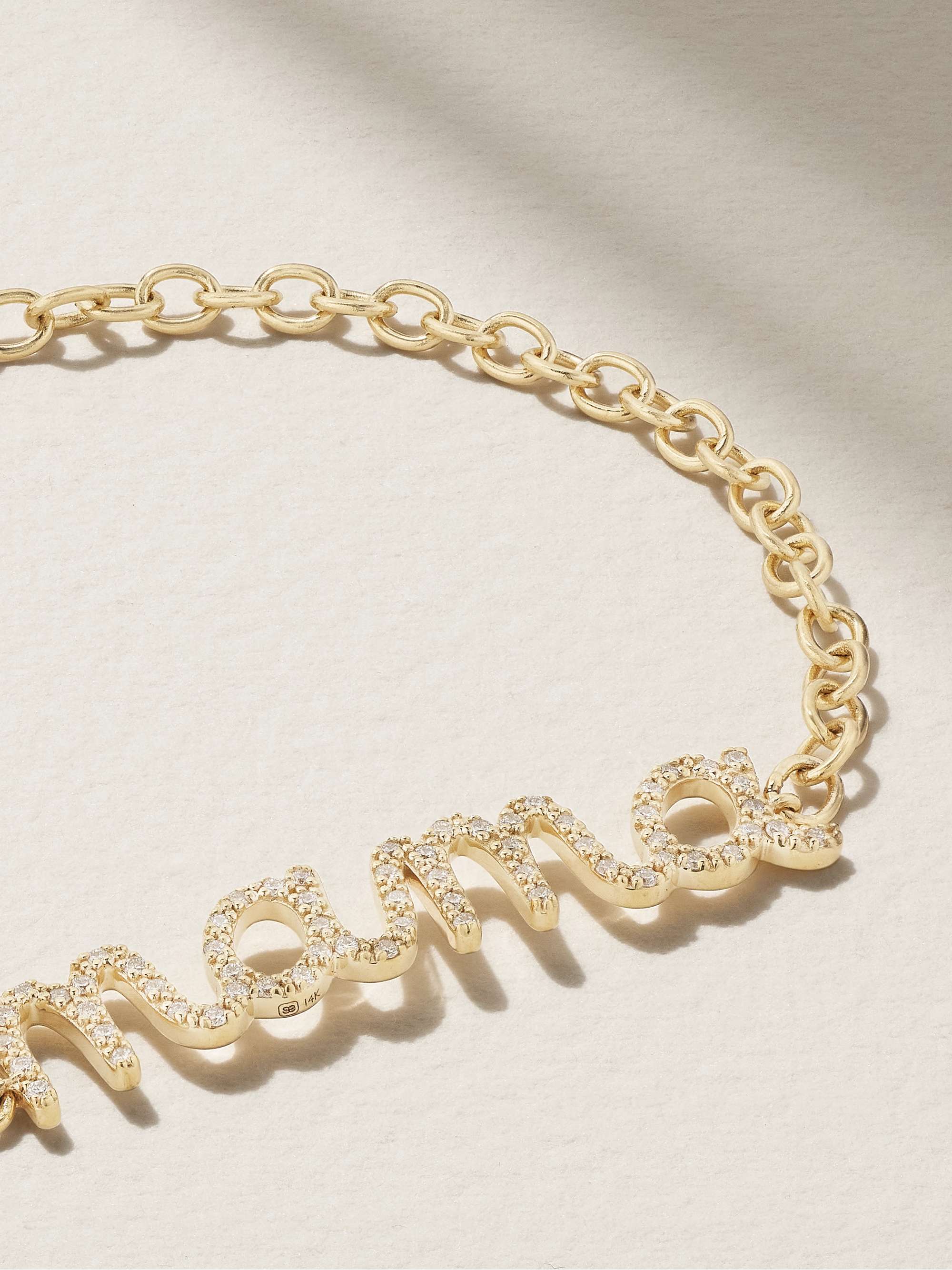 SYDNEY EVAN Large Mama Script 18-karat gold diamond bracelet
