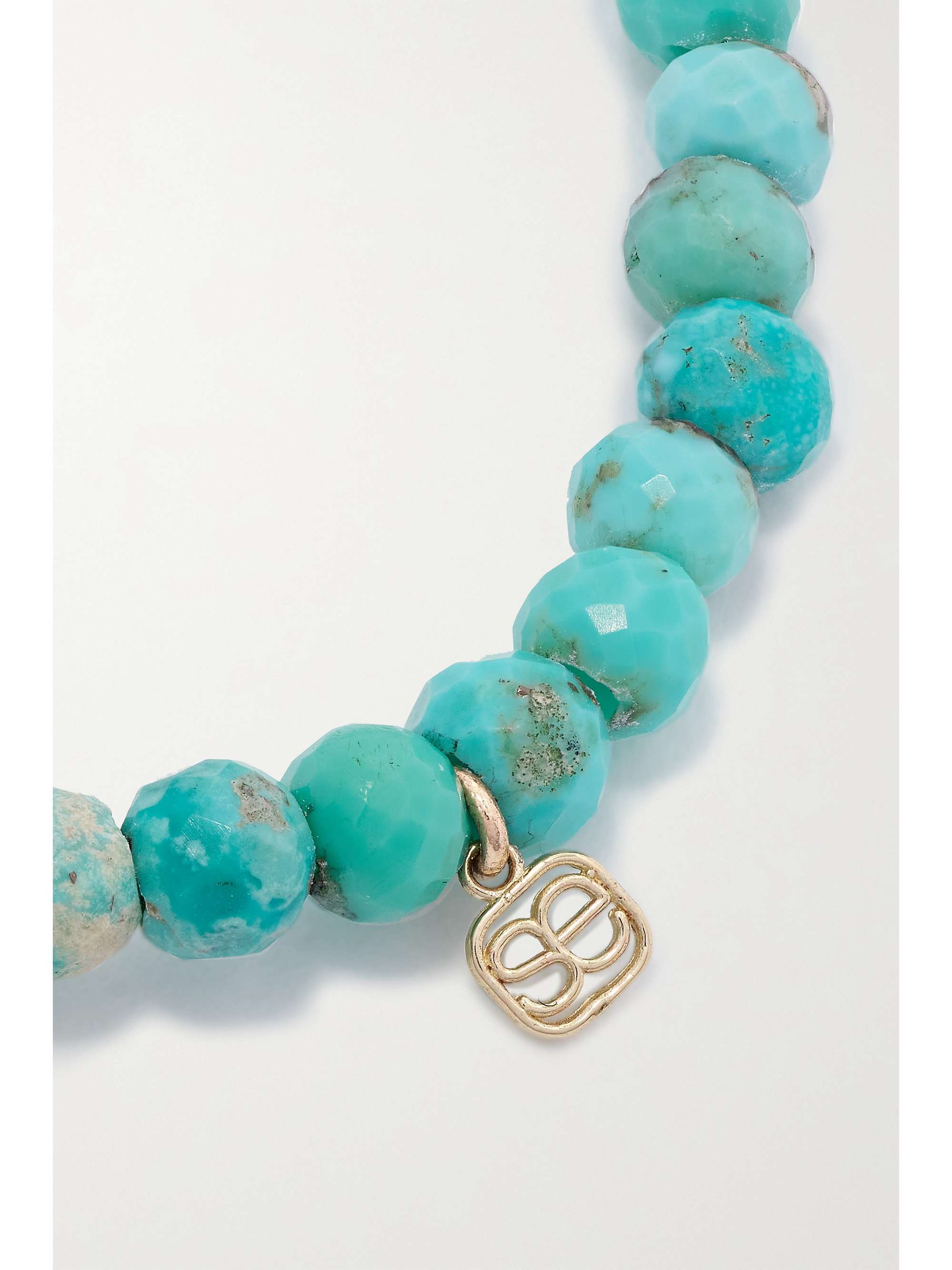 SYDNEY EVAN Tiny Monstera Leaf 14-karat gold multi-stone bracelet