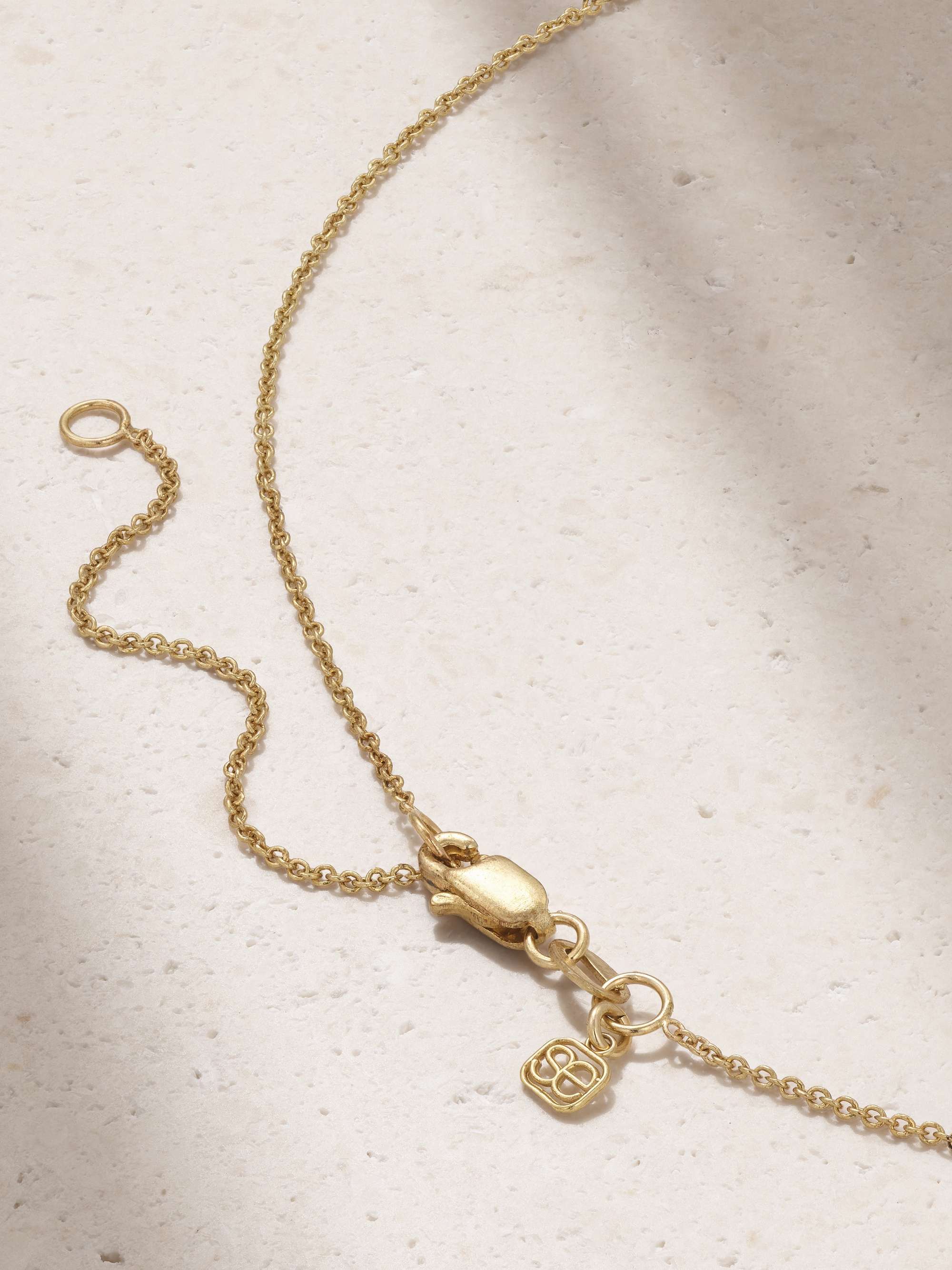 SYDNEY EVAN Small Monstera Leaf 14-karat gold diamond necklace