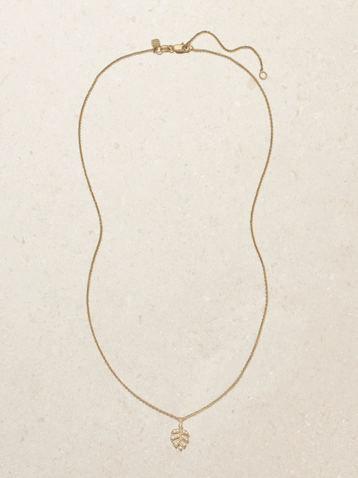 Sydney Evan Small Monstera Leaf 14-karat Gold Diamond Necklace In Gold