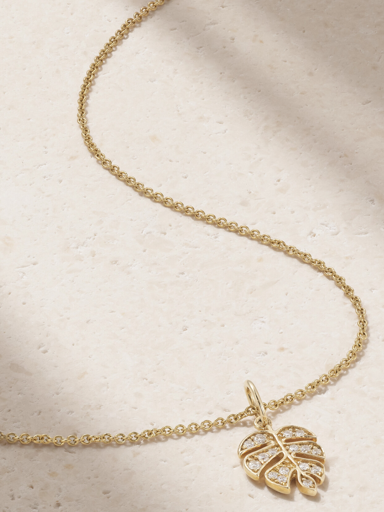 Sydney Evan - Small Monstera Leaf 14-karat Gold Diamond Necklace - One size