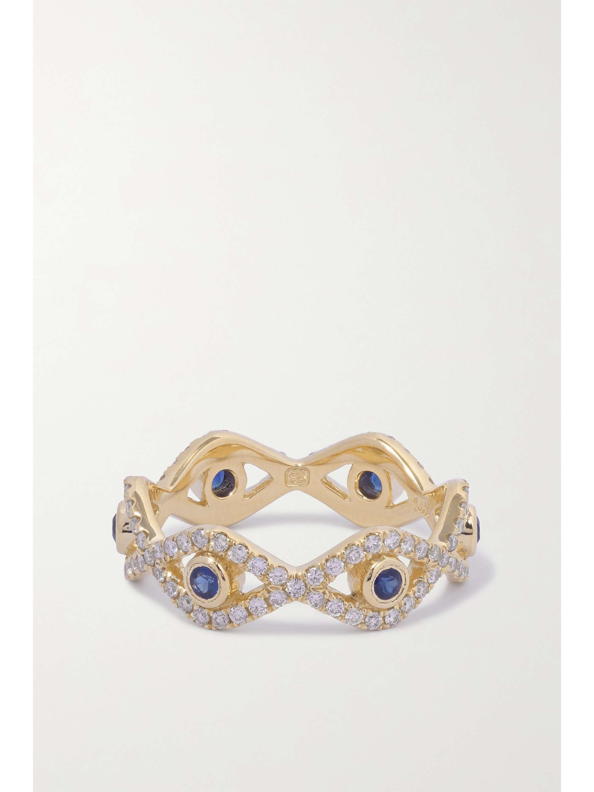 SYDNEY EVAN Evil Eye 14-karat gold, diamond and sapphire ring