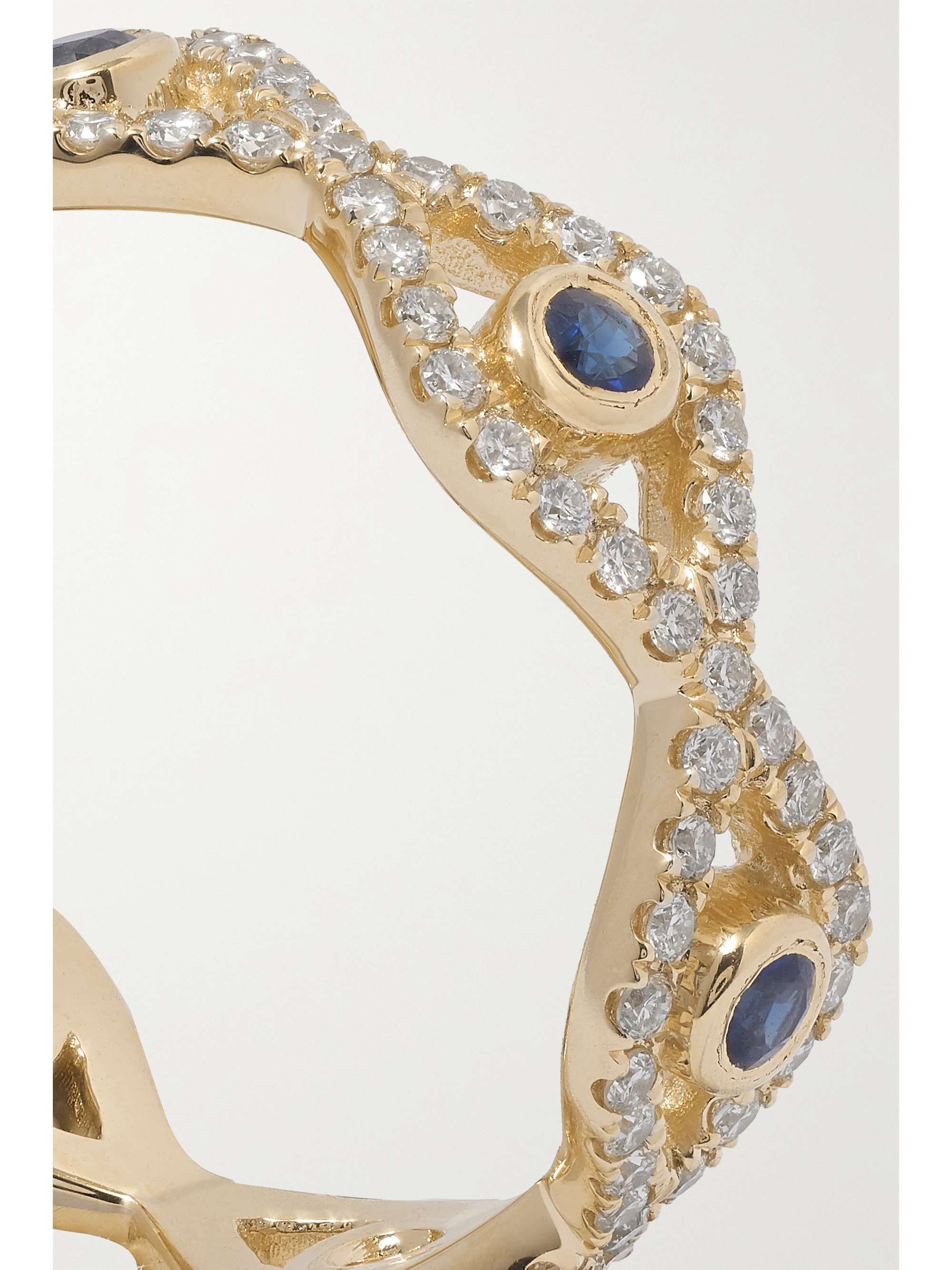 SYDNEY EVAN Evil Eye 14-karat gold, diamond and sapphire ring