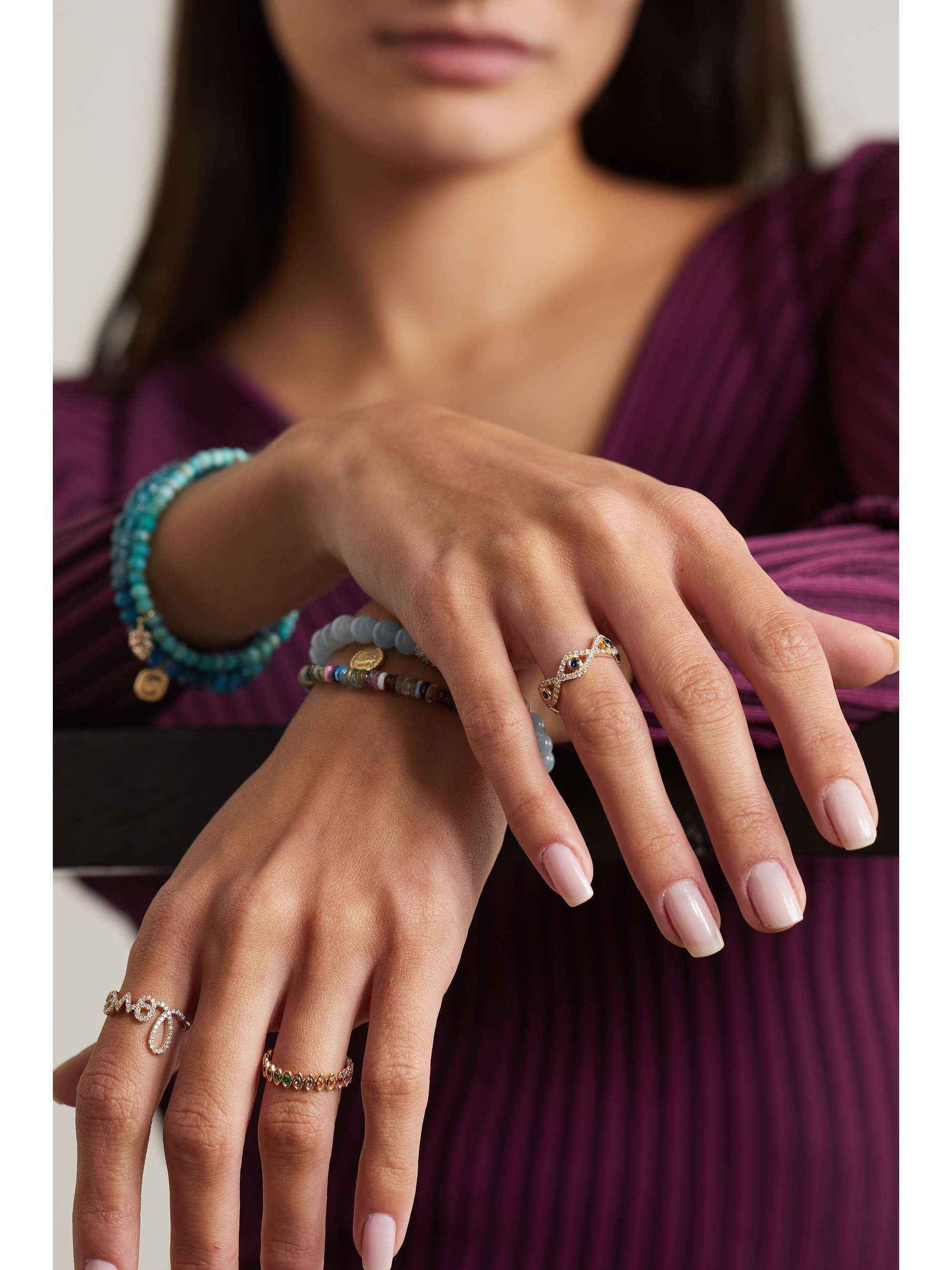 SYDNEY EVAN Evil Eye 14-karat gold, diamond and sapphire ring