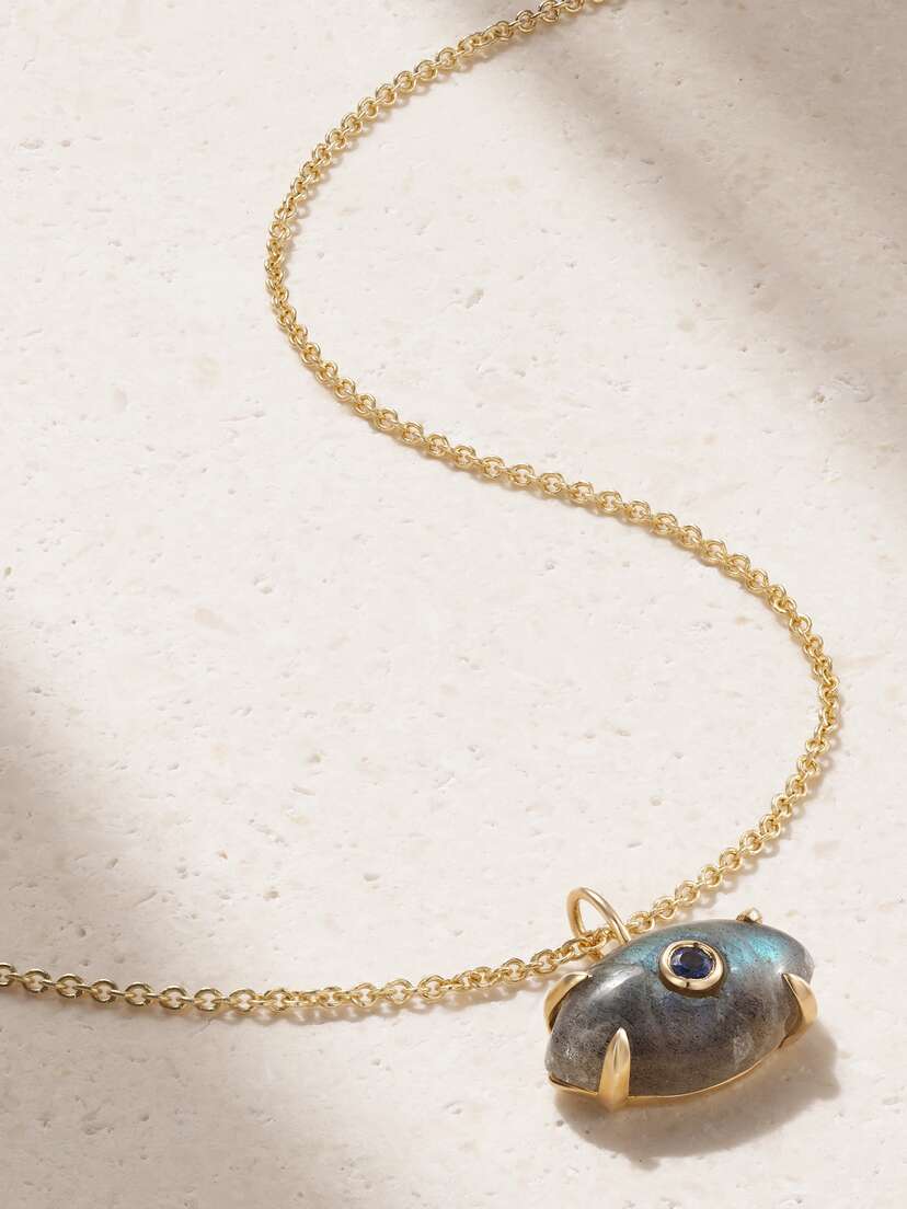 Sydney Evan 14-karat Gold, Labradorite And Sapphire Necklace
