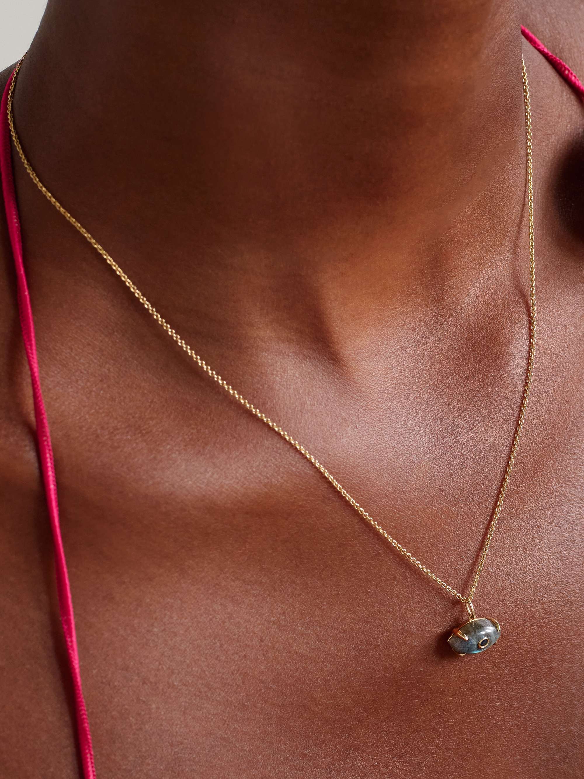 SYDNEY EVAN 14 karat gold labradorite and sapphire necklace NET