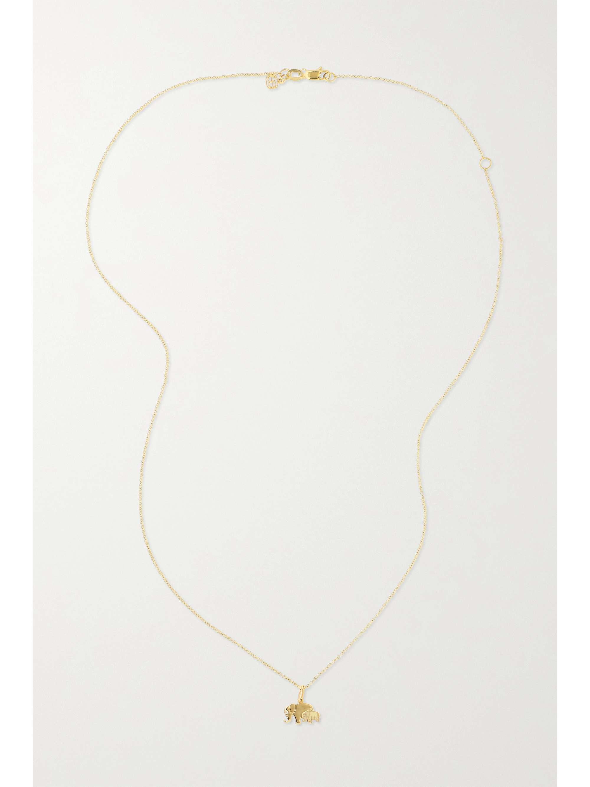 SYDNEY EVAN Elephant Family 14-karat gold, enamel and diamond necklace