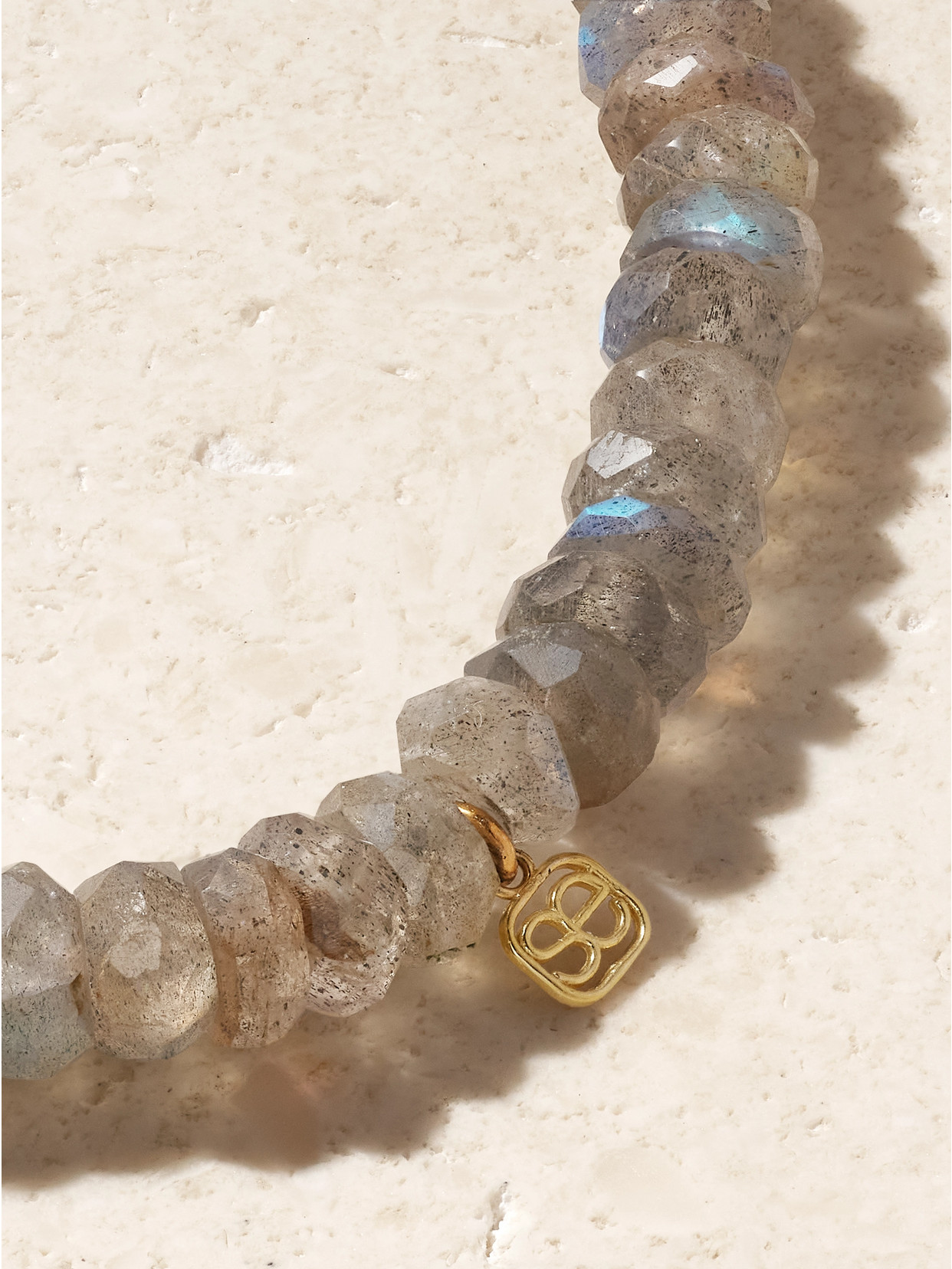 Shop Sydney Evan Small Om 14-karat Gold, Labradorite And Diamond Bracelet