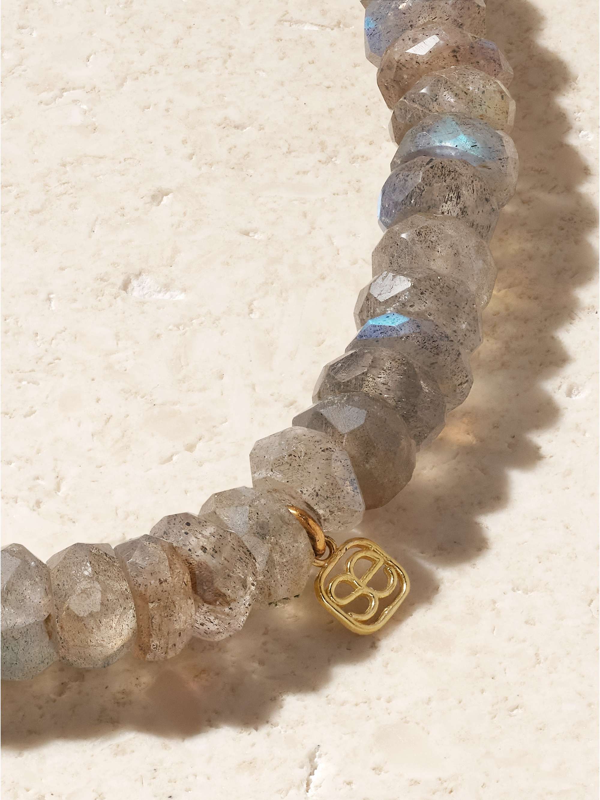 SYDNEY EVAN Small Om 14-karat gold, labradorite and diamond bracelet