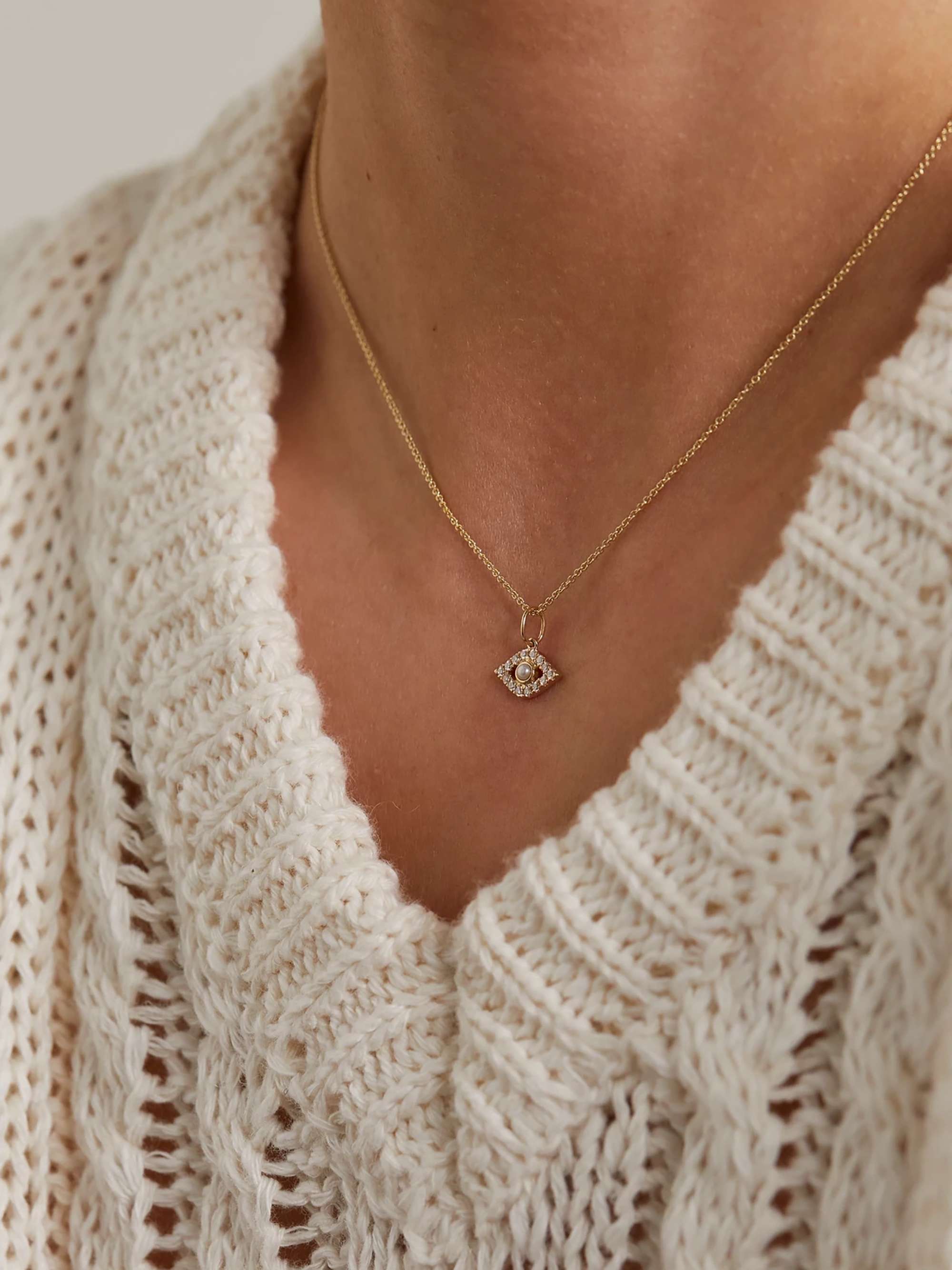 SYDNEY EVAN 14-karat gold, pearl and diamond necklace