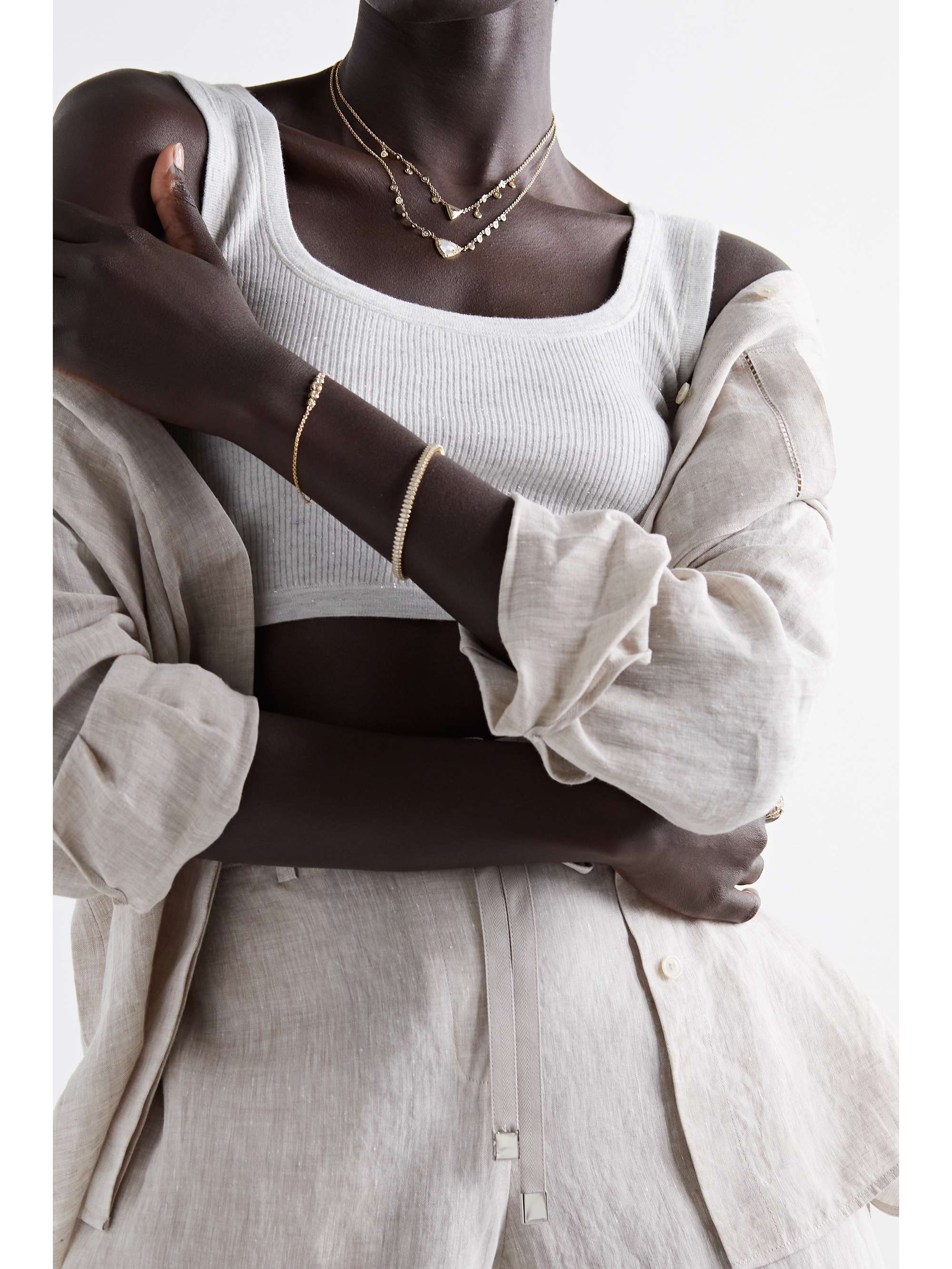 JACQUIE AICHE 14-karat gold diamond necklace