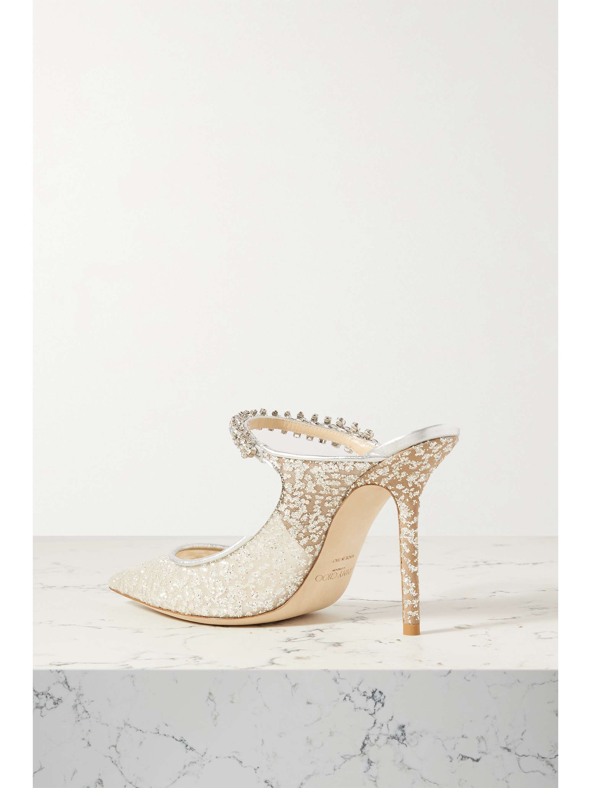 jimmy choo crystal embellished mules