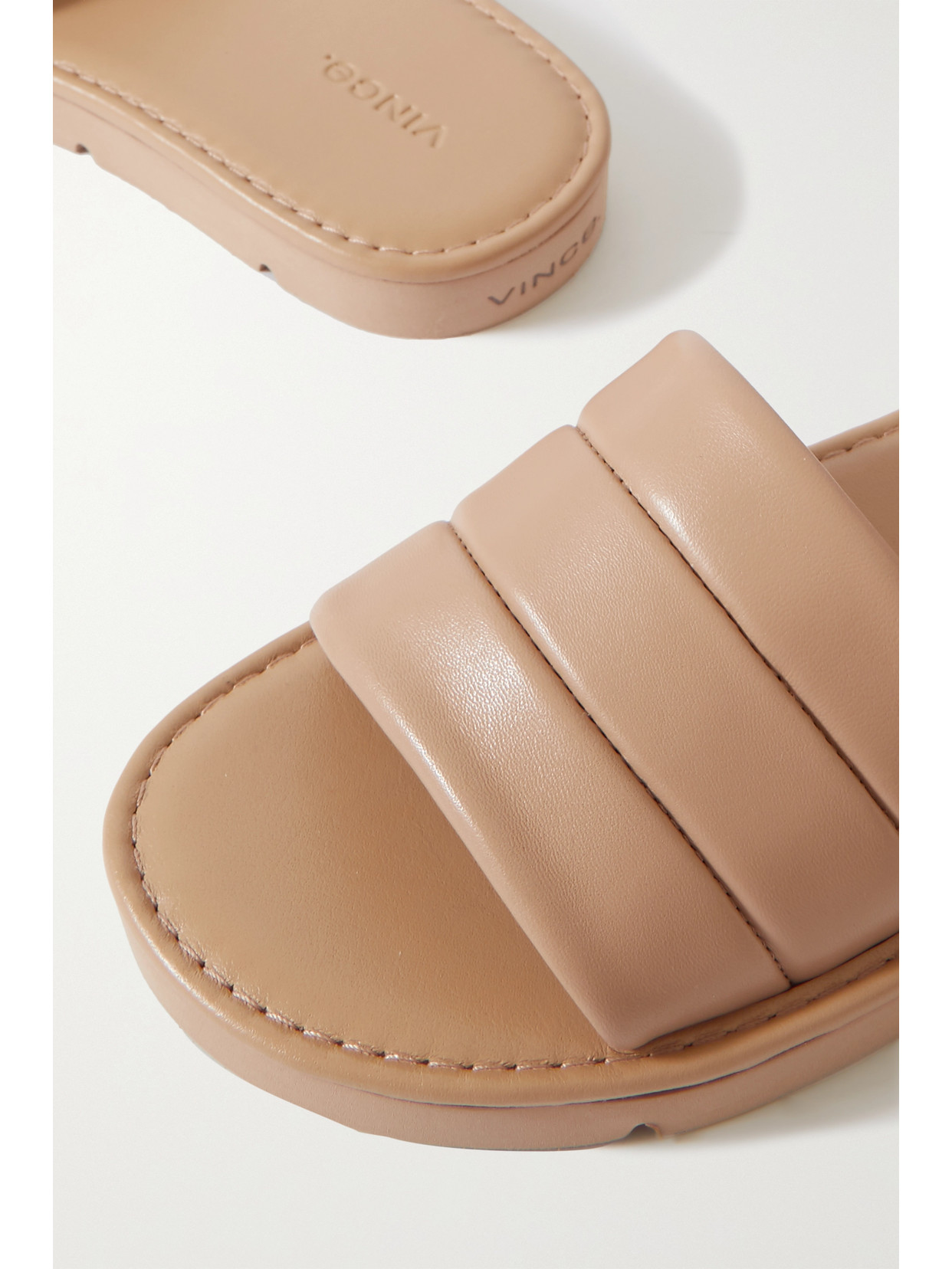 Vince Olina Quilted Leather Slide Sandals In Cappuccino | ModeSens