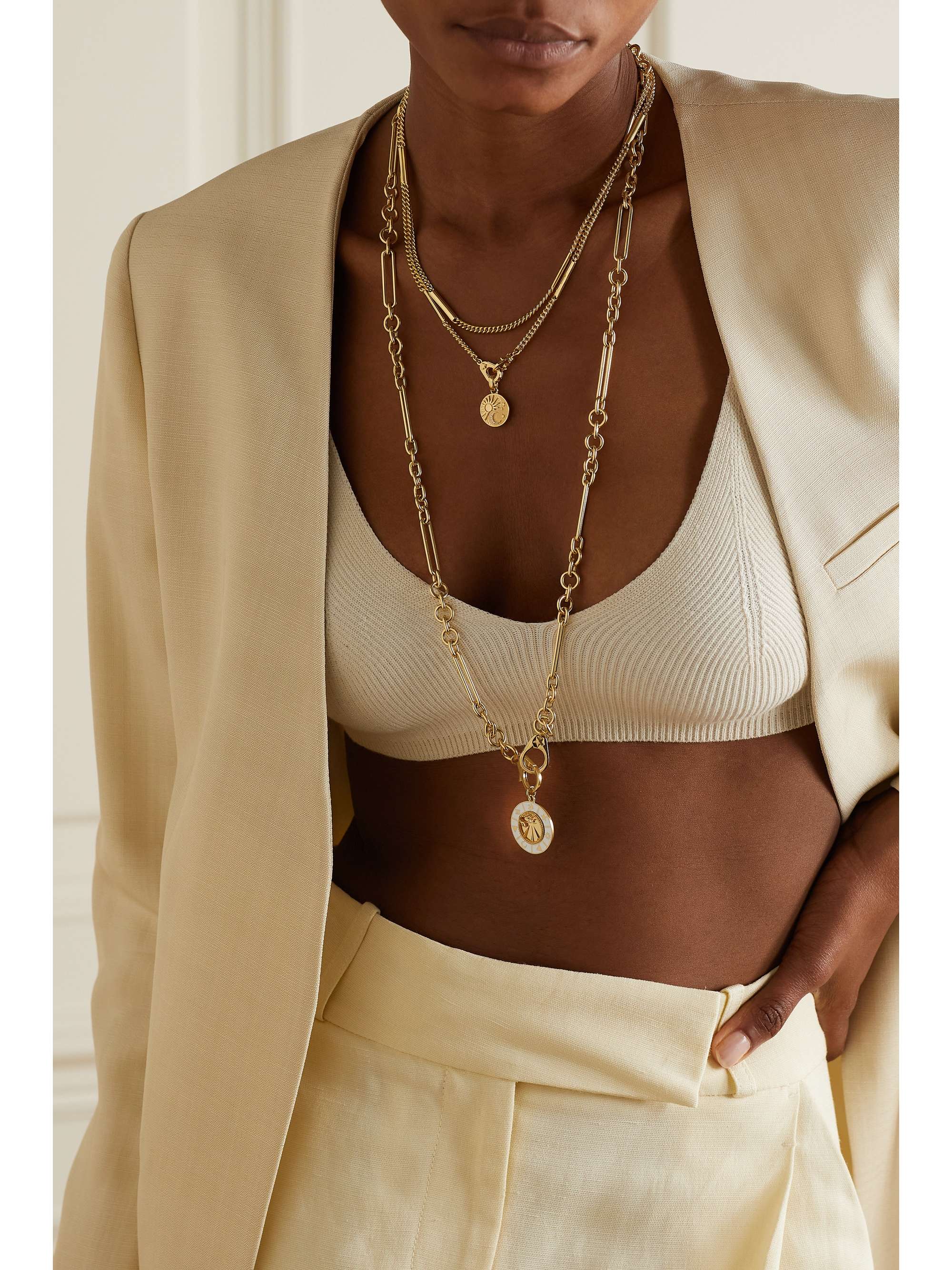 FOUNDRAE Wholeness 18-karat gold, enamel and diamond necklace