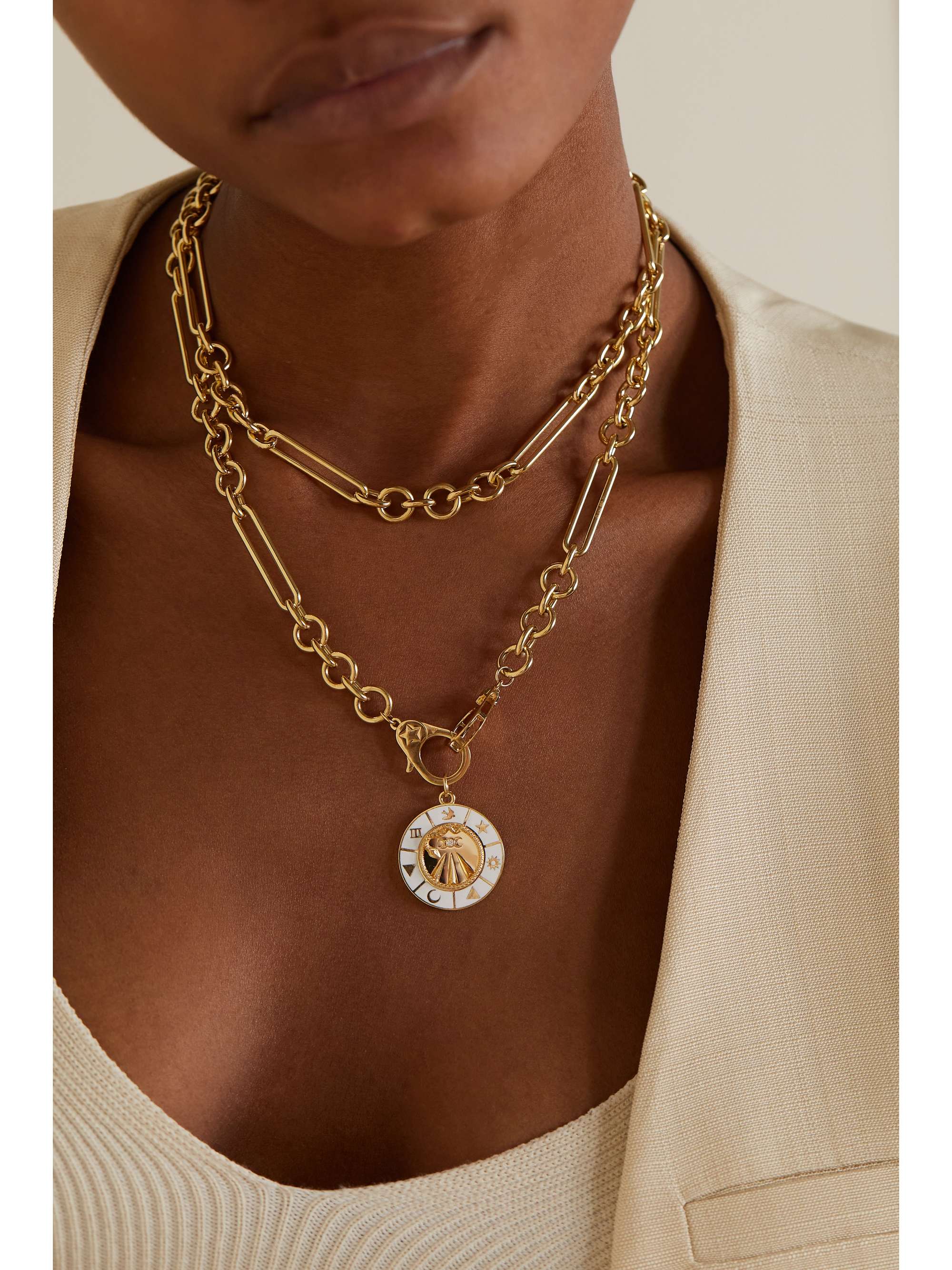 FOUNDRAE Wholeness 18-karat gold, enamel and diamond necklace