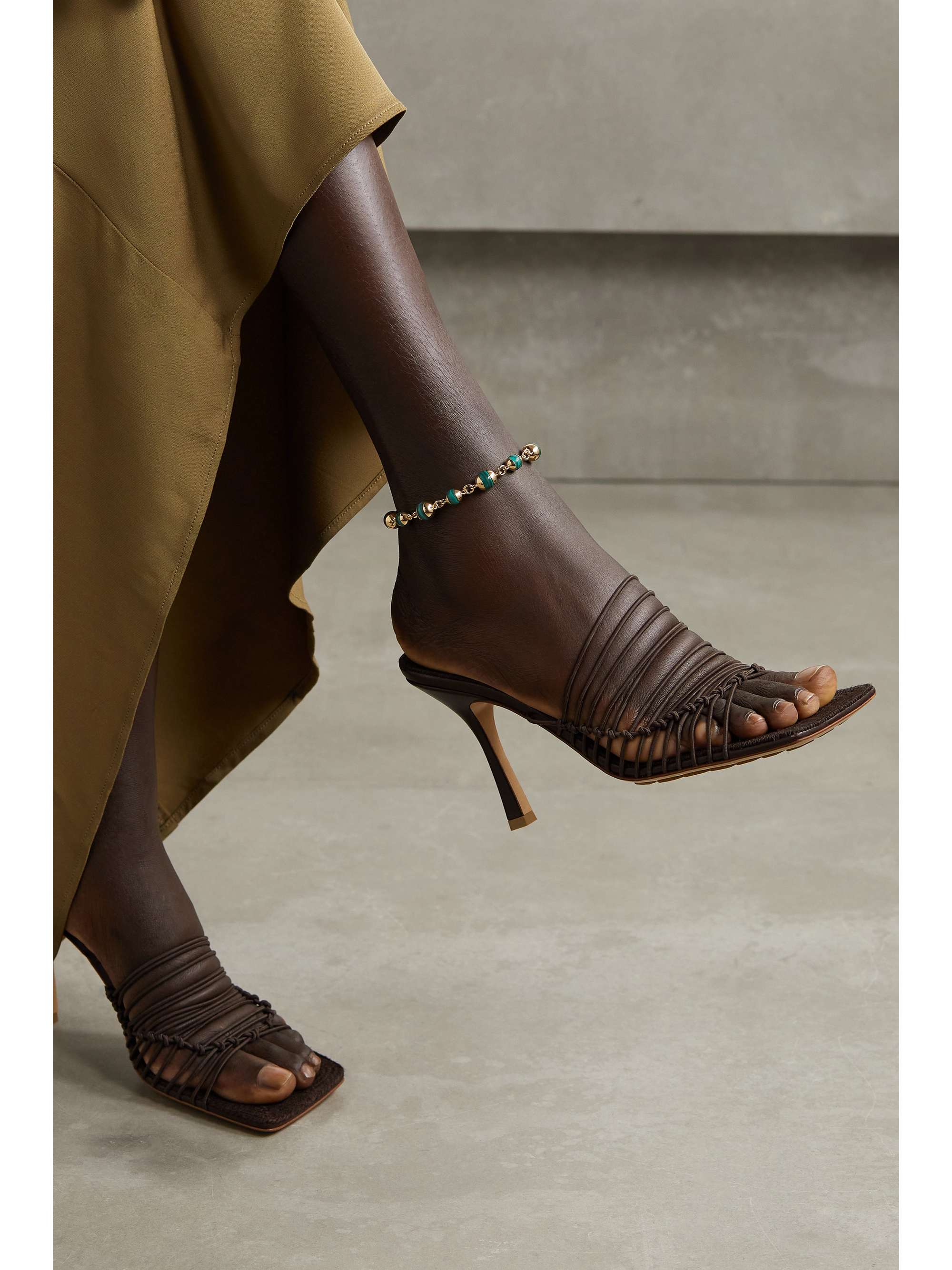 FOUNDRAE 18-karat gold malachite anklet