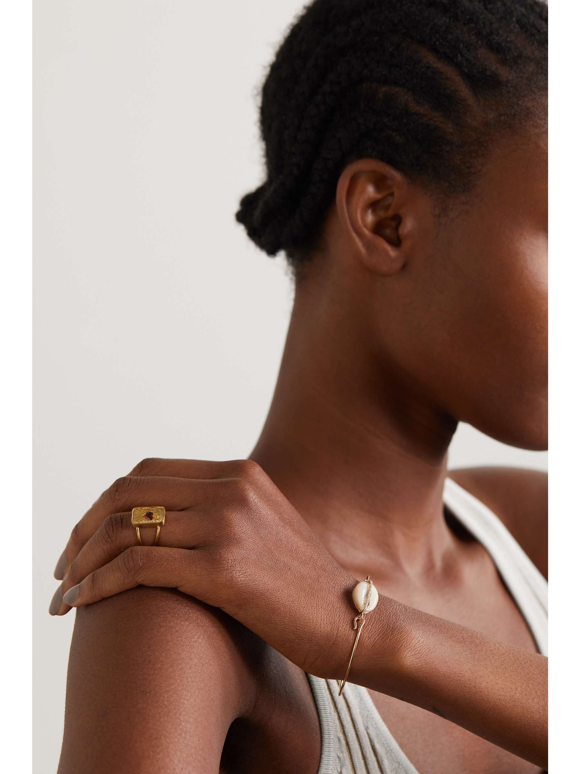 PASCALE MONVOISIN Cauri 9-karat gold, shell and diamond bracelet