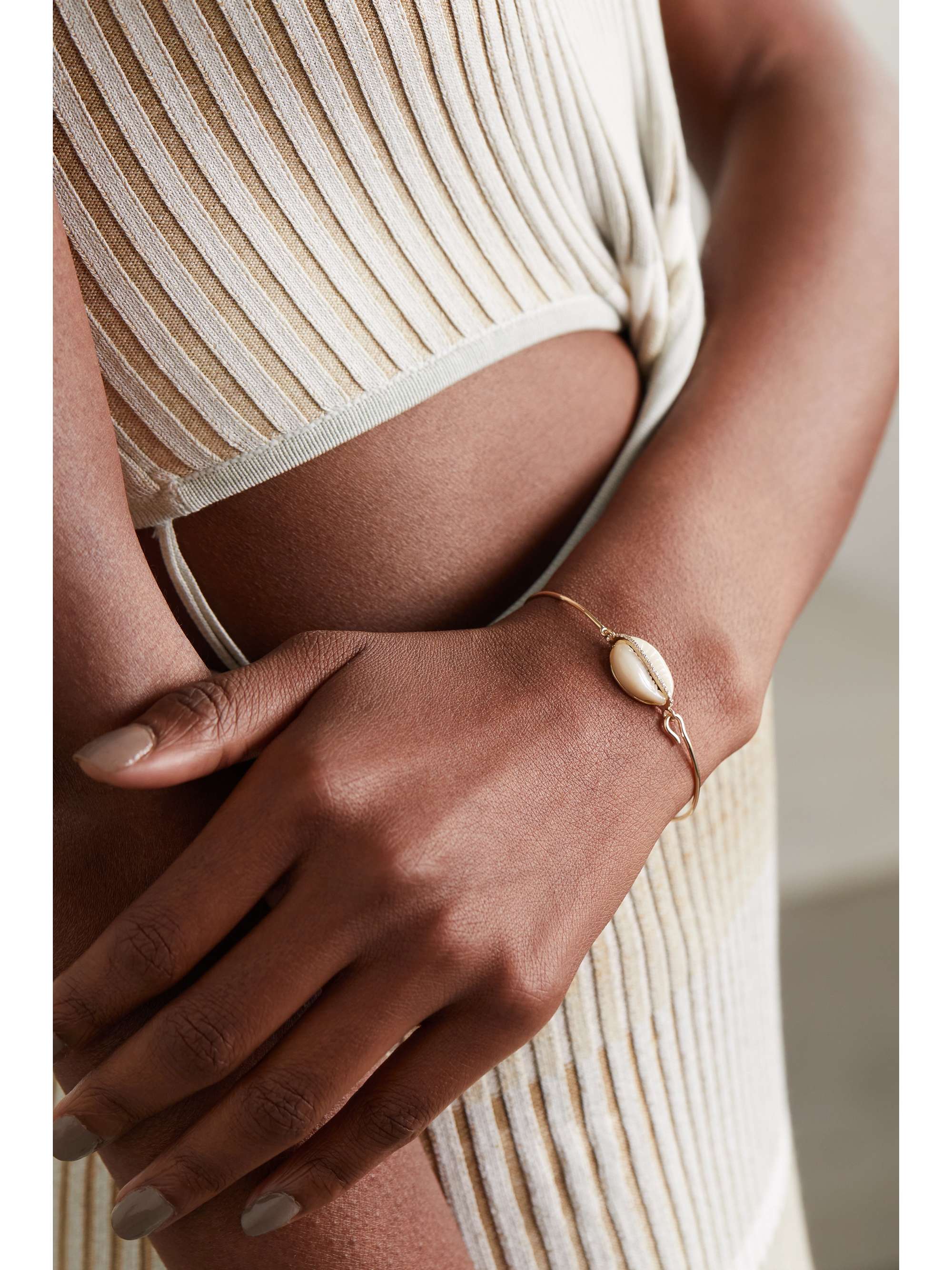 PASCALE MONVOISIN Cauri 9-karat gold, shell and diamond bracelet