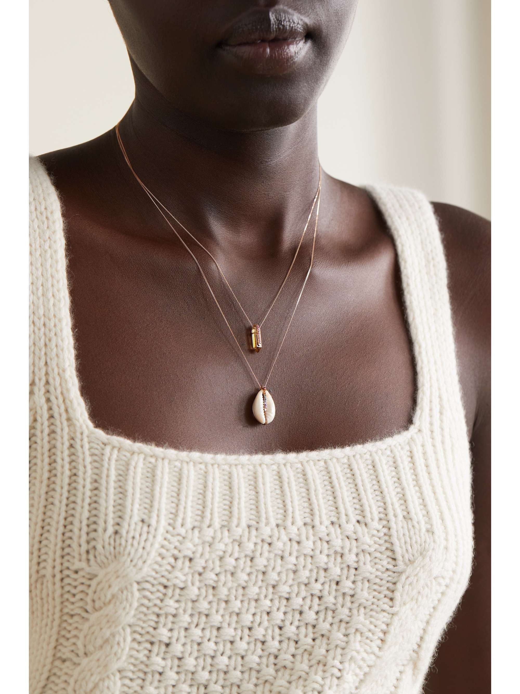 PASCALE MONVOISIN 9-karat gold, shell and Nanogem necklace