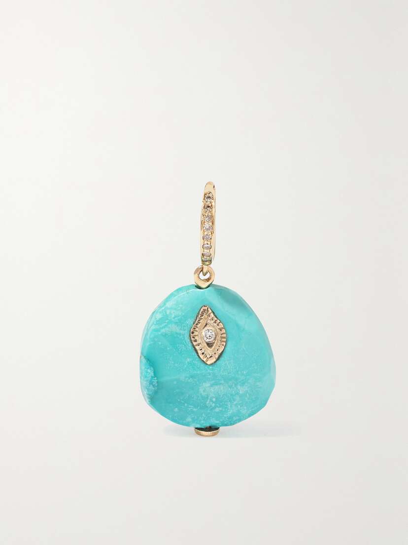 Pascale Monvoisin Arles 9-karat Gold, Turquoise And Diamond Single Earring